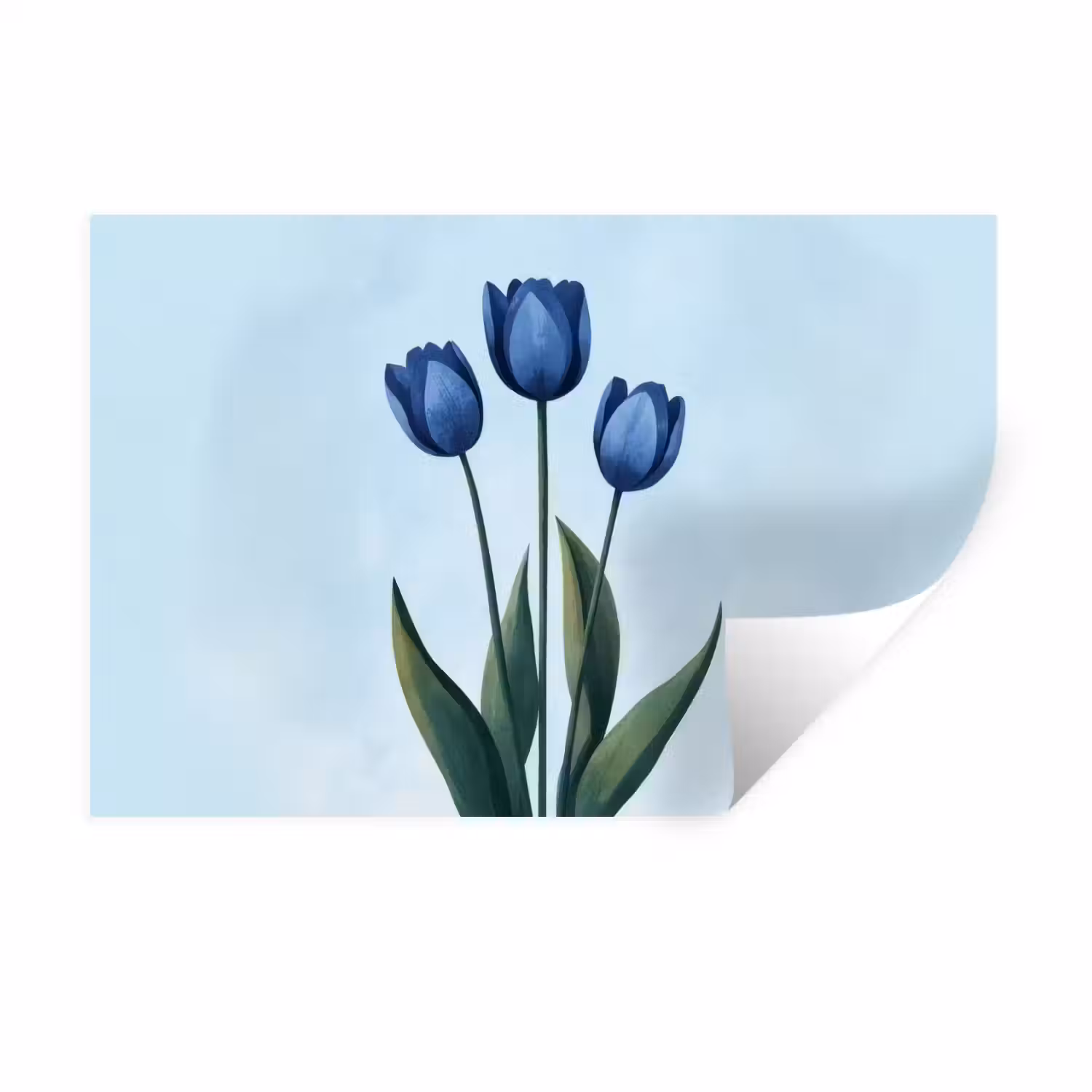 Tulpen - Blauw - Bladeren Muursticker klein -3d
