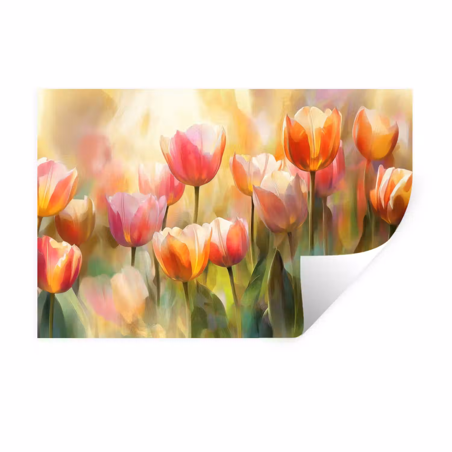 Tulpen - Sprookjesachtig - Kleurrijk Muursticker klein -3d