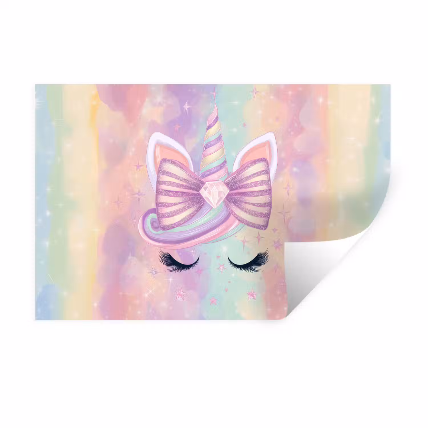 Eenhoorn - Glitters - Regenboog - Pastel Muursticker klein -3d