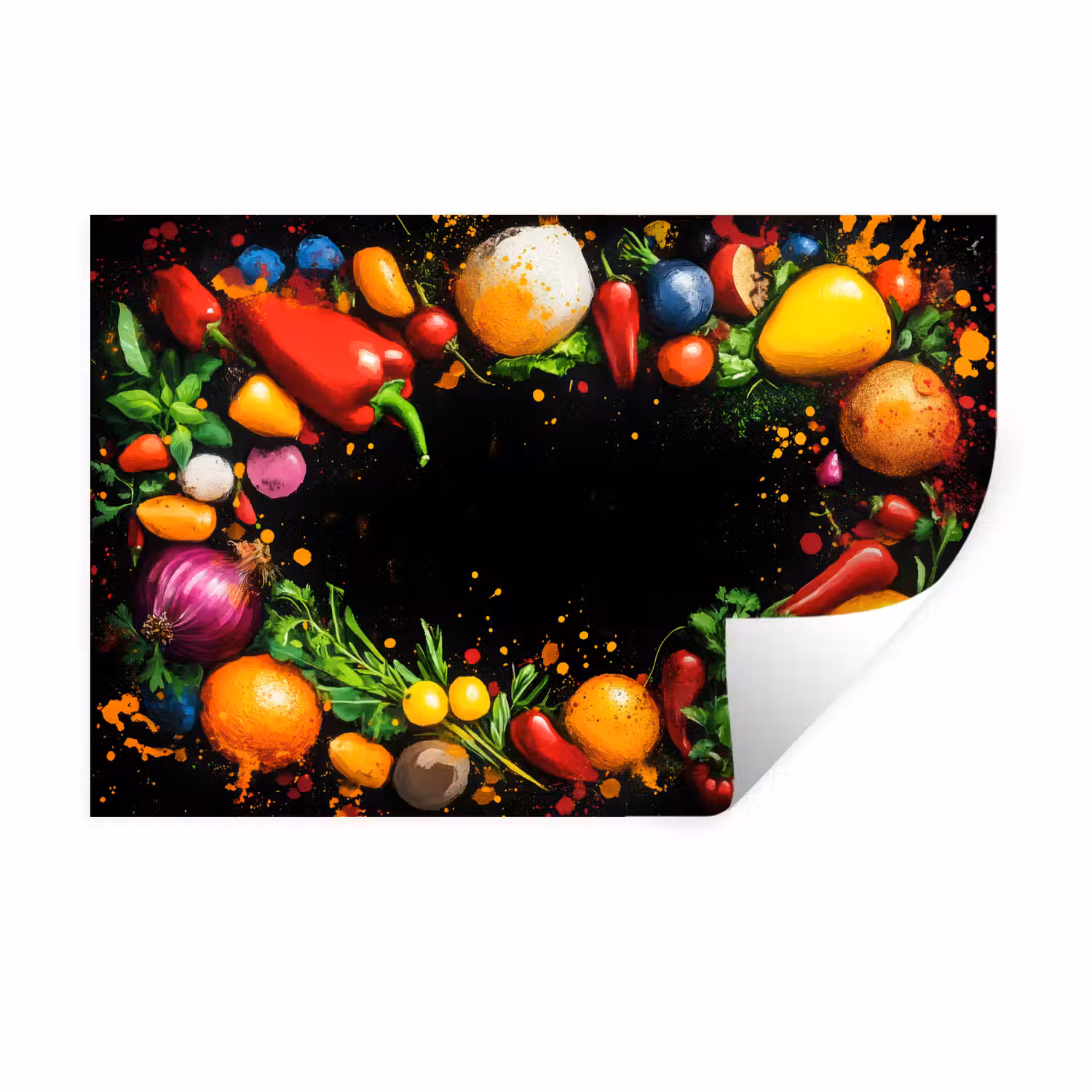 Groente - Graffiti - Kleurrijk - Koken - Abstract Muursticker klein -3d