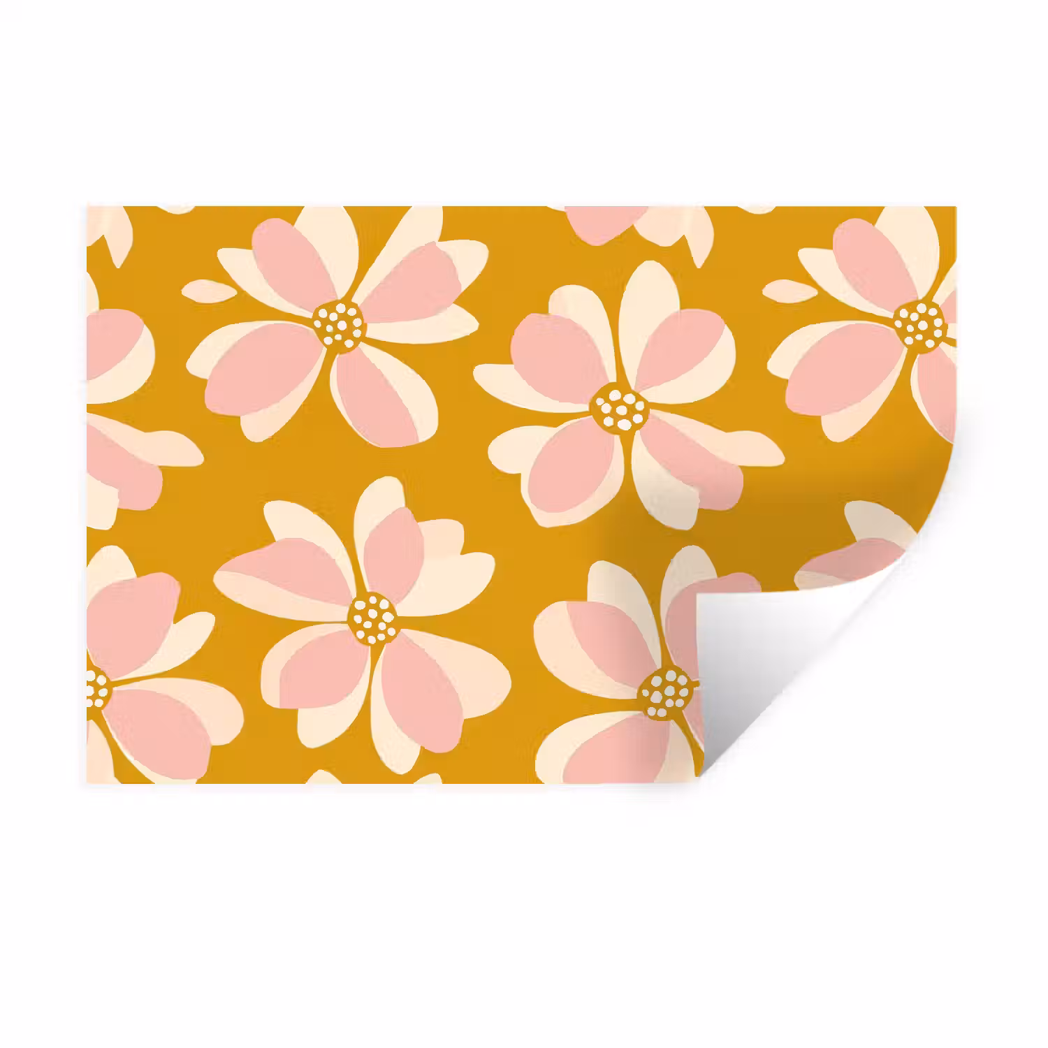 Vintage - Bloemen - Okergeel Muursticker klein 286 -3d