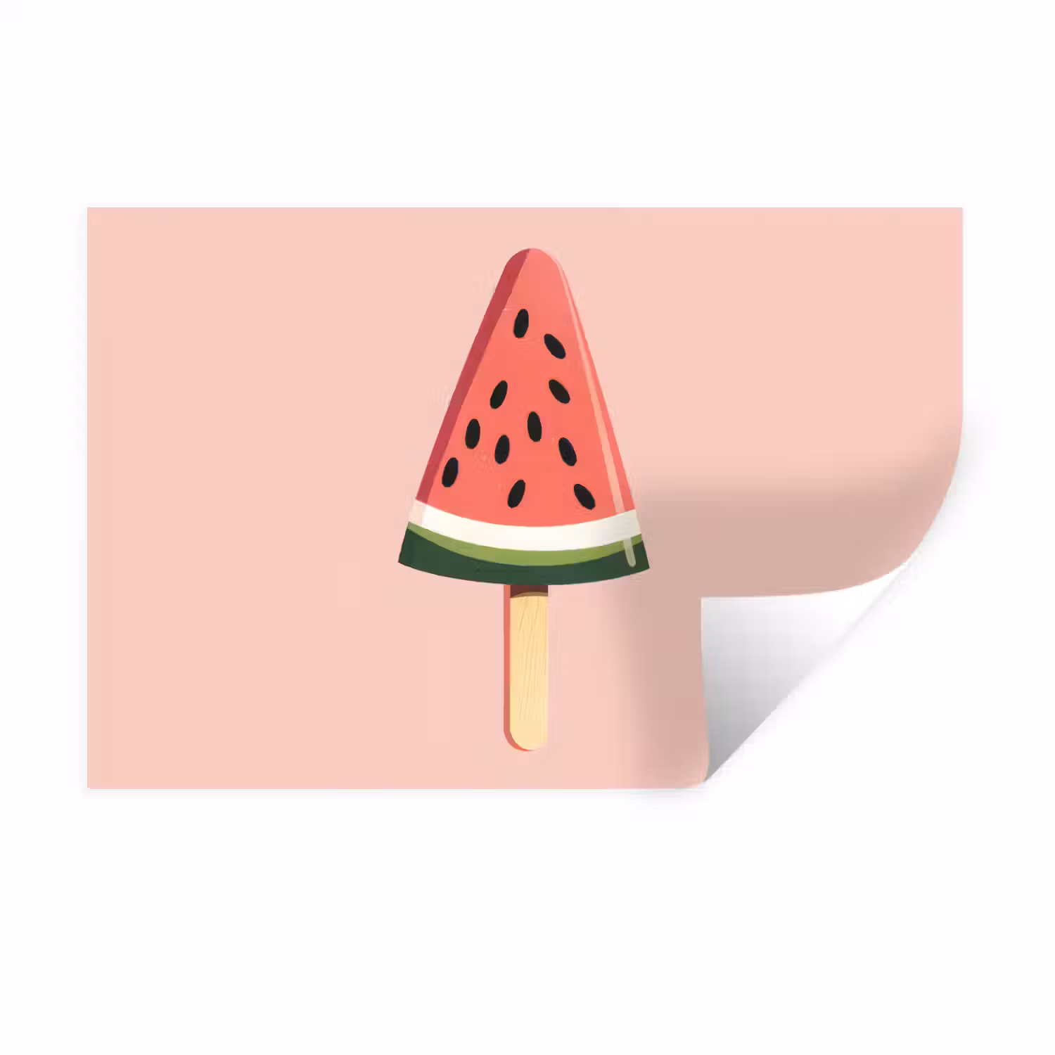 Watermeloen - Ijsje - Pitjes - Rood Muursticker klein -3d