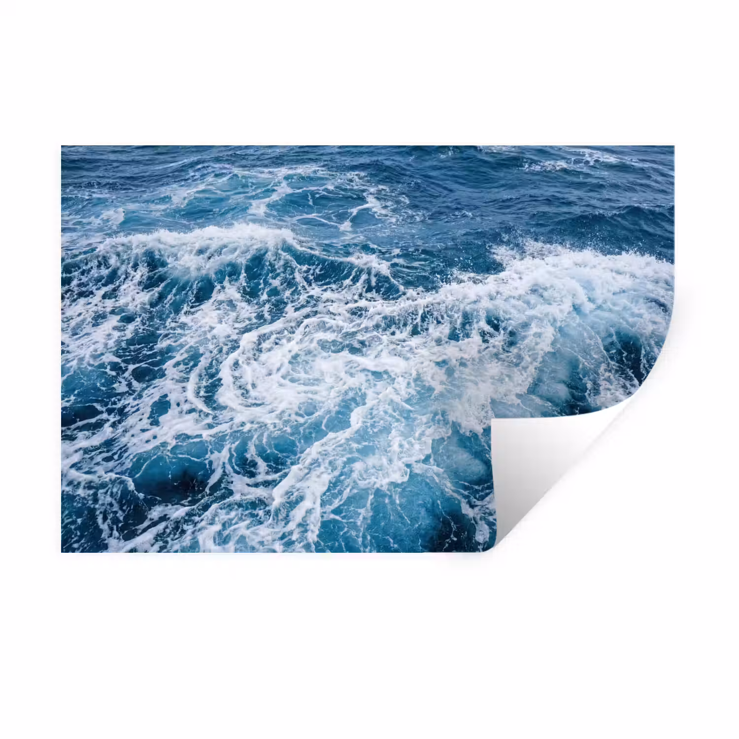 Golven - Oceaan - Blauw Muursticker klein -3d
