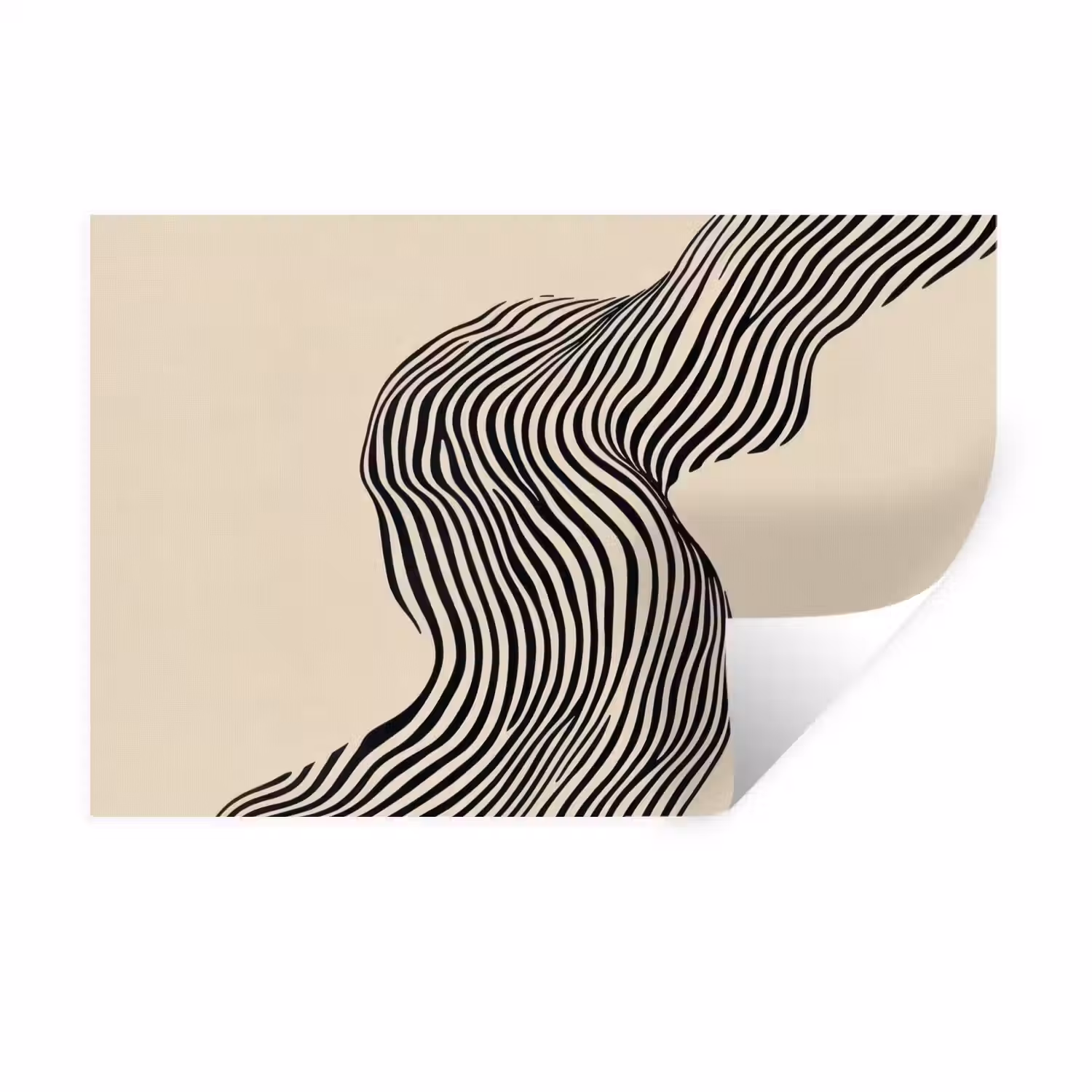 Golvend - Lijnen - Abstract - Silhouet Muursticker klein -3d
