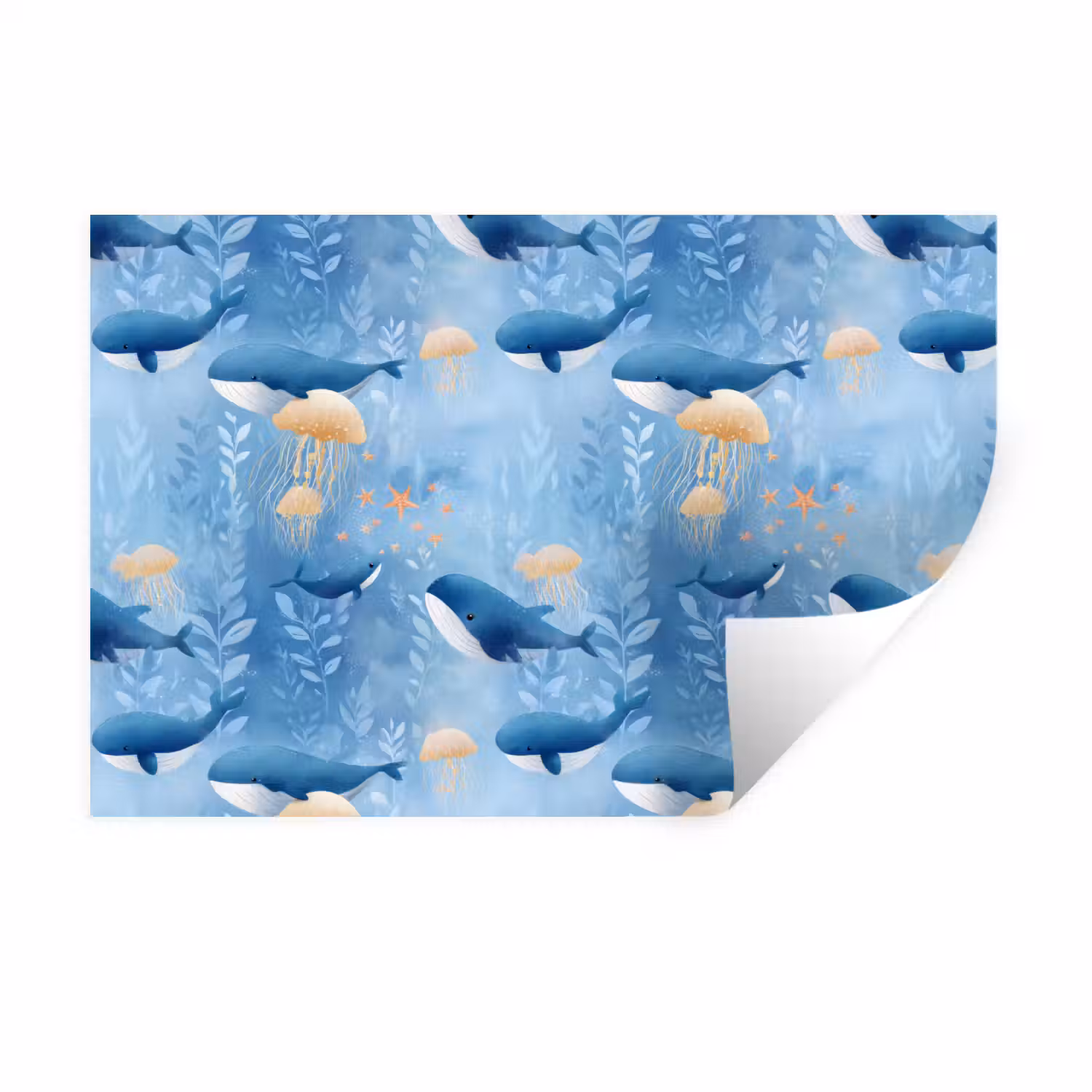 Walvissen - Oceaan - Blauw Muursticker klein 286 -3d