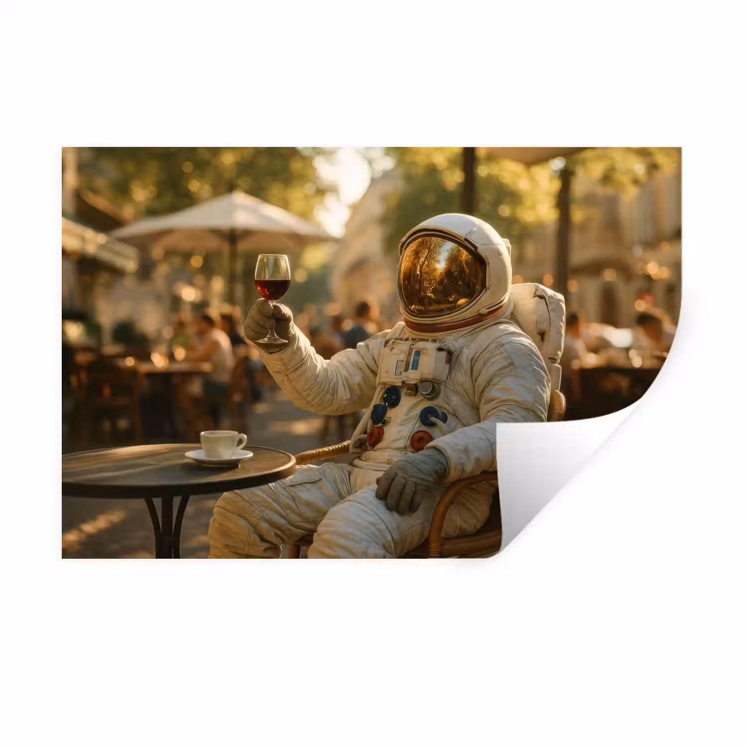 Wijn - Rood - Terras - Koffie Muursticker klein -3d