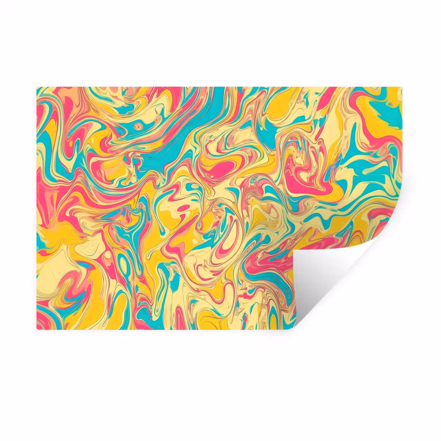 Geel - Roze - Blauw - Retro Muursticker klein -3d