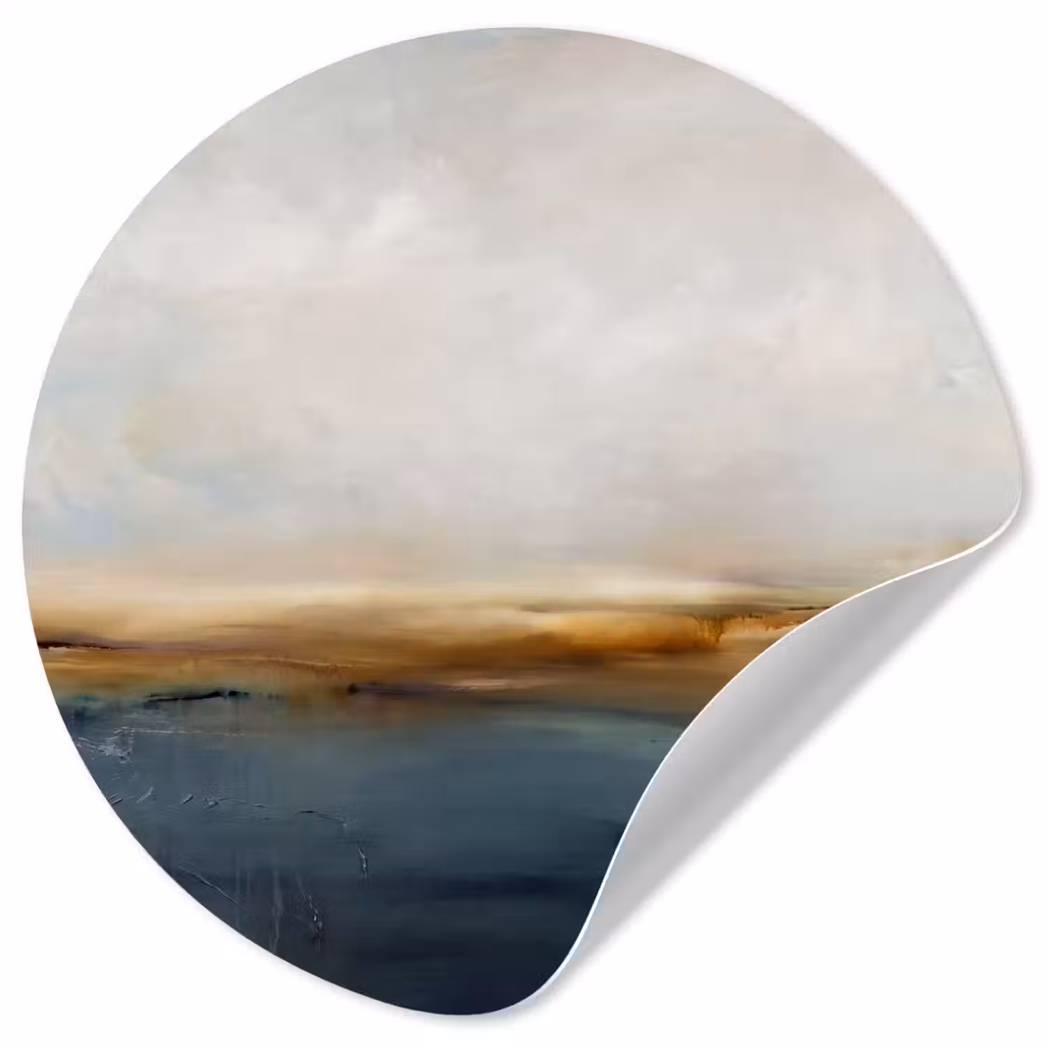 Abstract - Horizon - Water - Modern - Beige Wandcirkel behangsticker klein -3d
