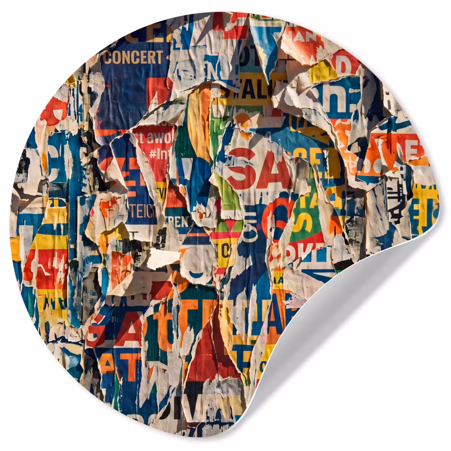 Abstract - Gelaagd papier - Urban - Modern - Kleurrijk Wandcirkel behangsticker klein -3d