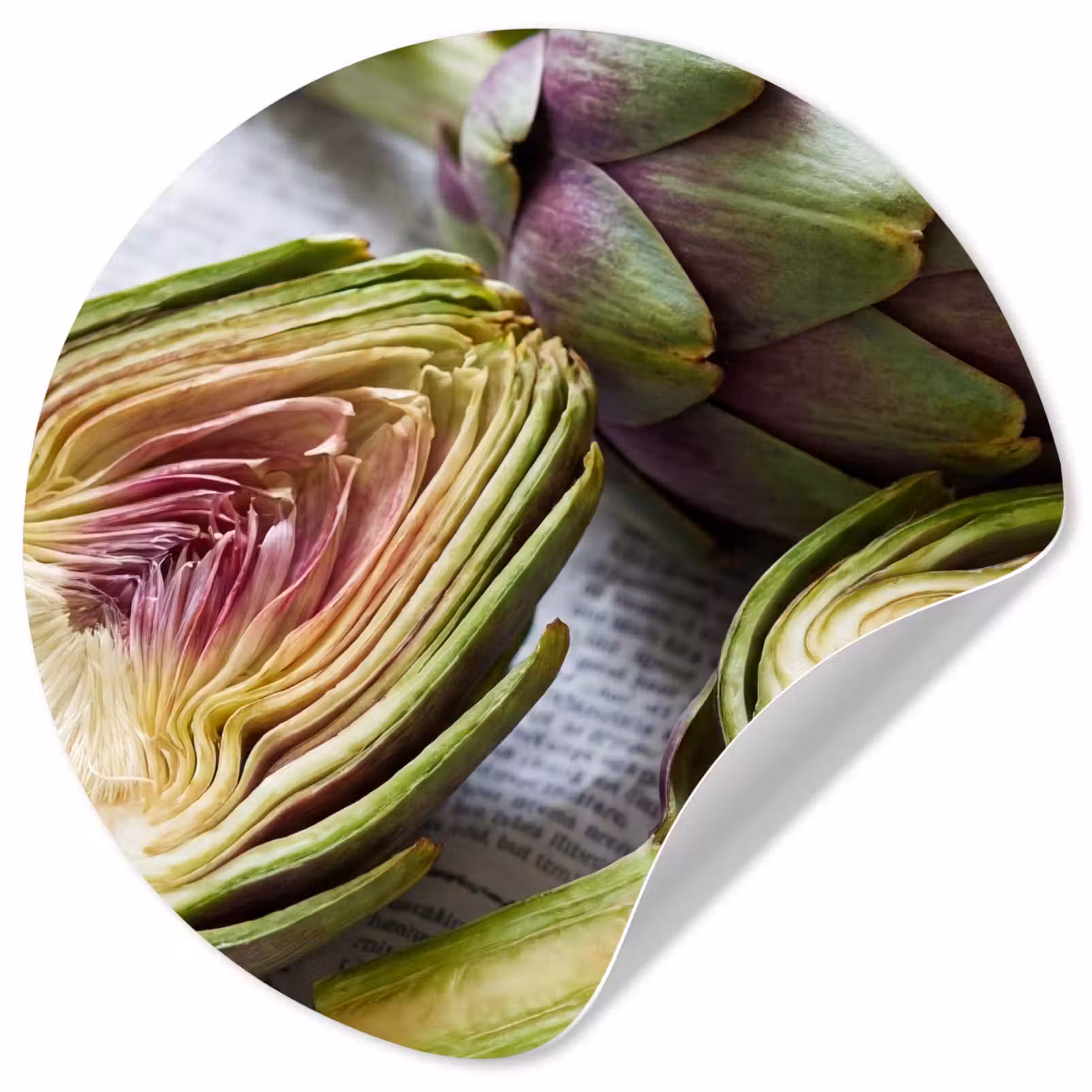 Wallpaper Circle - Artichoke - Sliced - Food - Artisjok - Doorgesneden - Eten Wandcirkel behangsticker klein