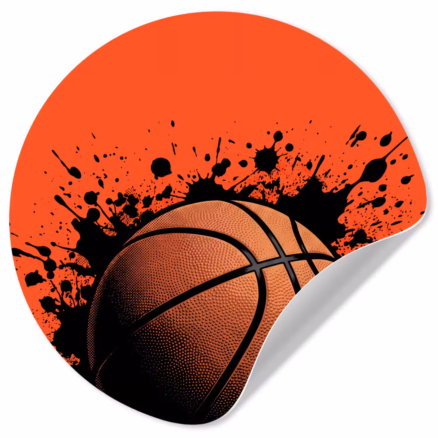 Basketbal - Verf - Sport - Oranje Wandcirkel behangsticker klein -3d