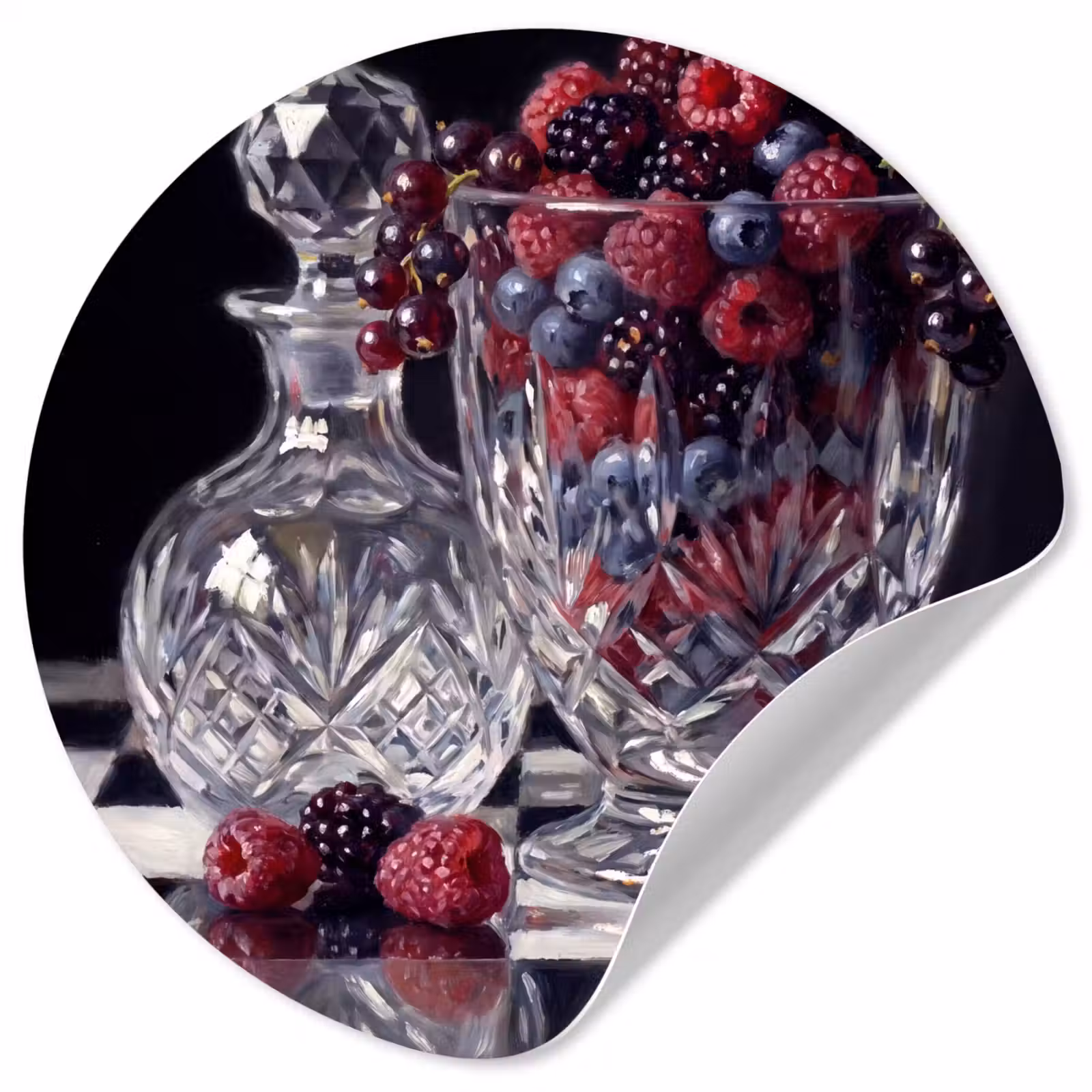 Wallpaper Circle - Berries - Crystal - Still Life - Bessen - Kristal - Stilleven Wandcirkel behangsticker klein