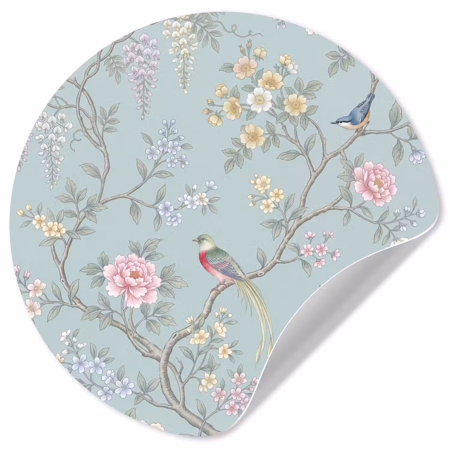 Vogel - Bloemen - Kleurrijk Wandcirkel behangsticker klein -3d