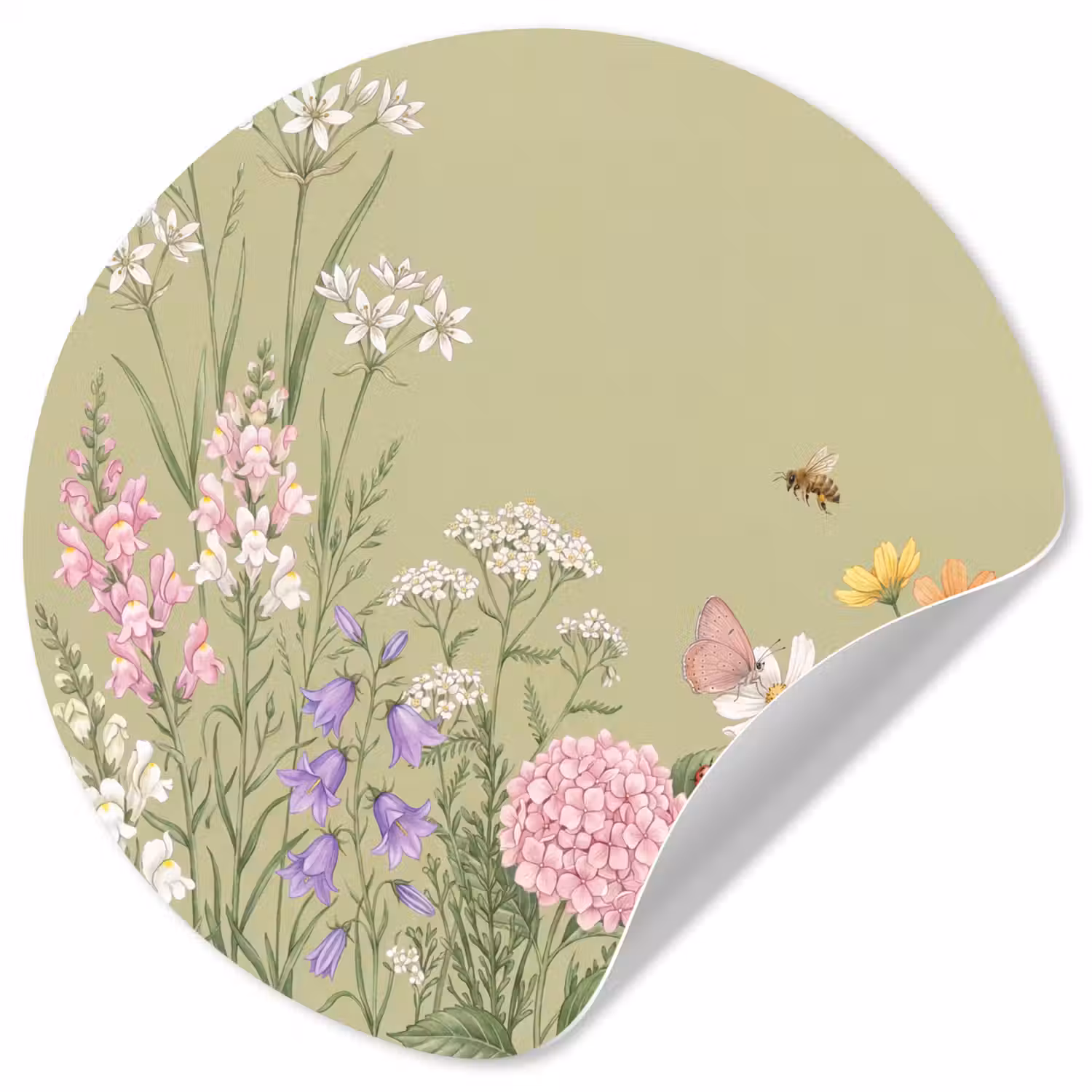 Botanisch - Bloemen - Kleurrijk Wandcirkel behangsticker klein -3d