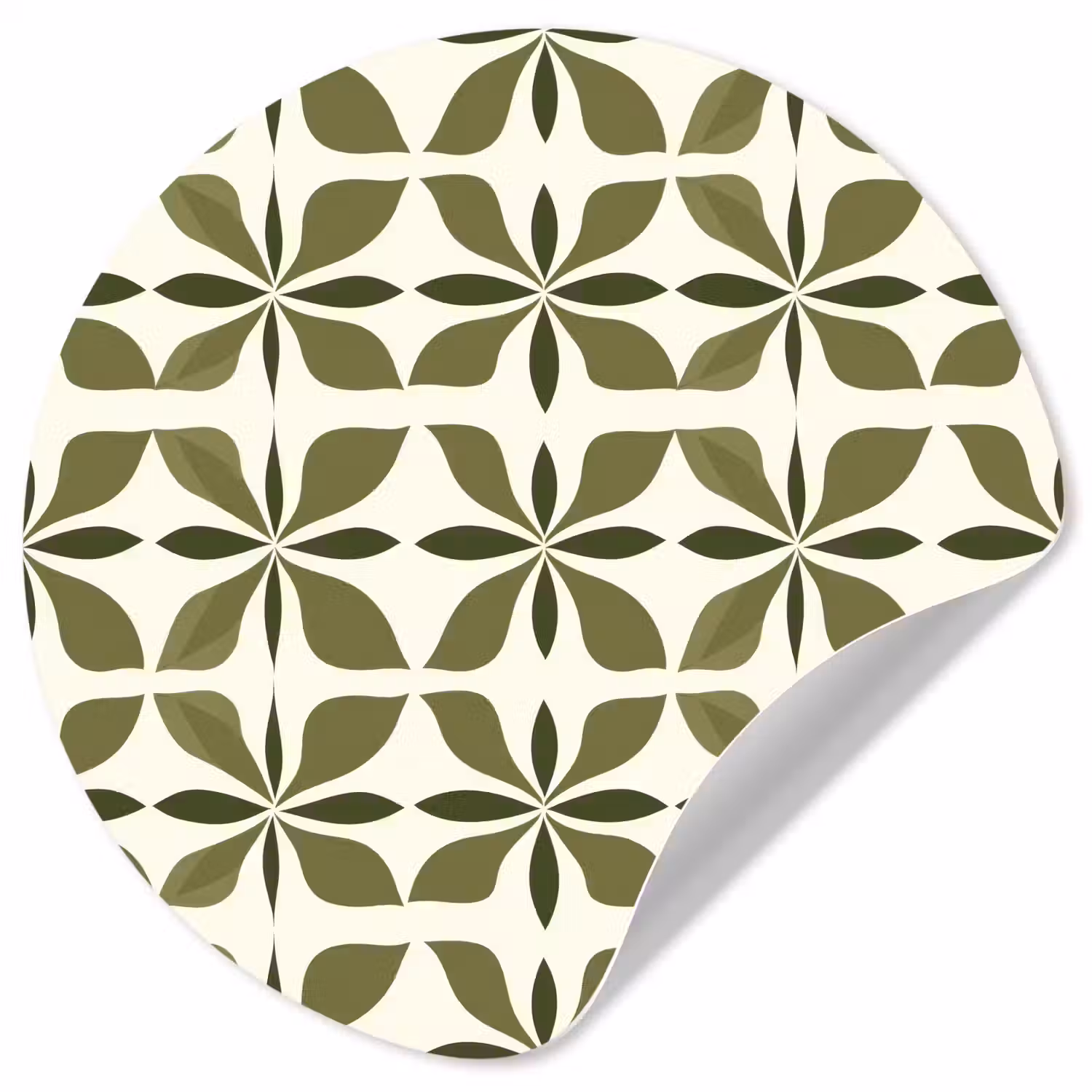 Botanisch - Retro - Groen Wandcirkel behangsticker klein 186 -3d