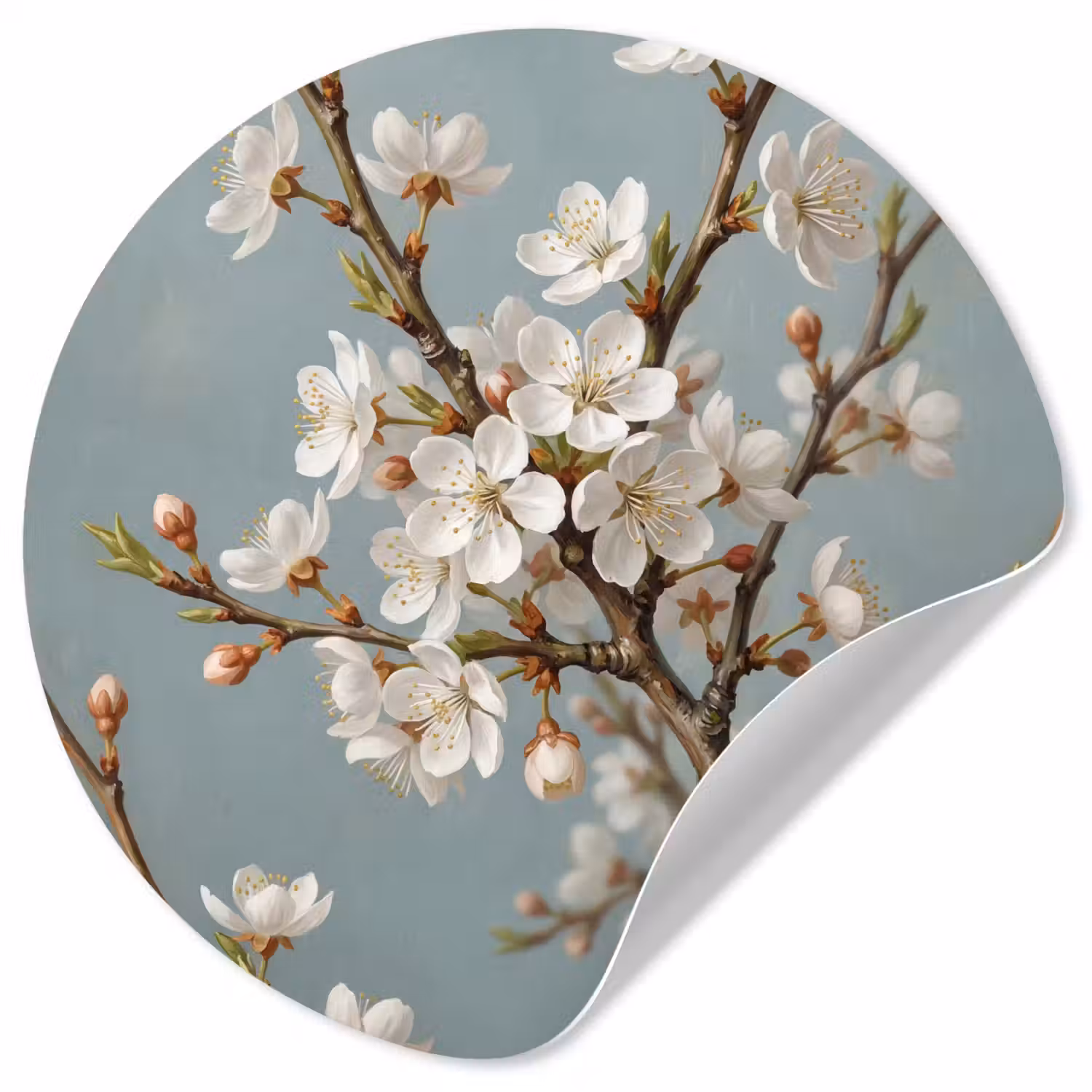Botanisch - Stilleven - Blauw Wandcirkel behangsticker klein -3d