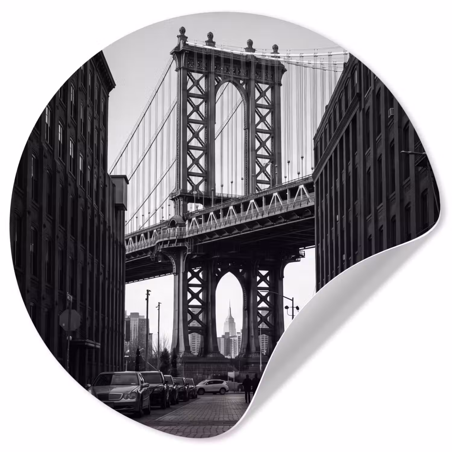 Brug - Stad - Architectuur - Modern - Zwart-wit Wandcirkel behangsticker klein -3d