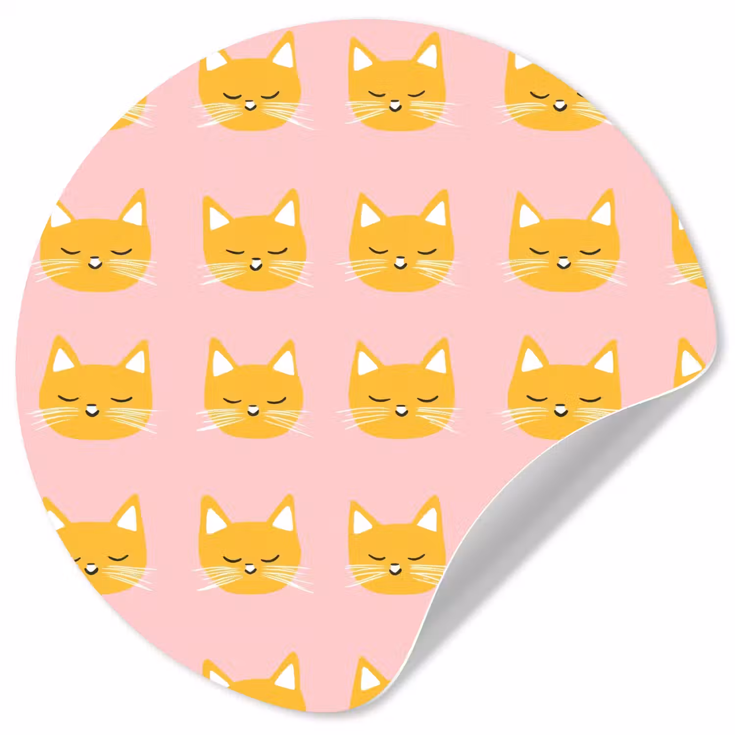 Katten - Patroon - Roze Wandcirkel behangsticker klein 186 -3d
