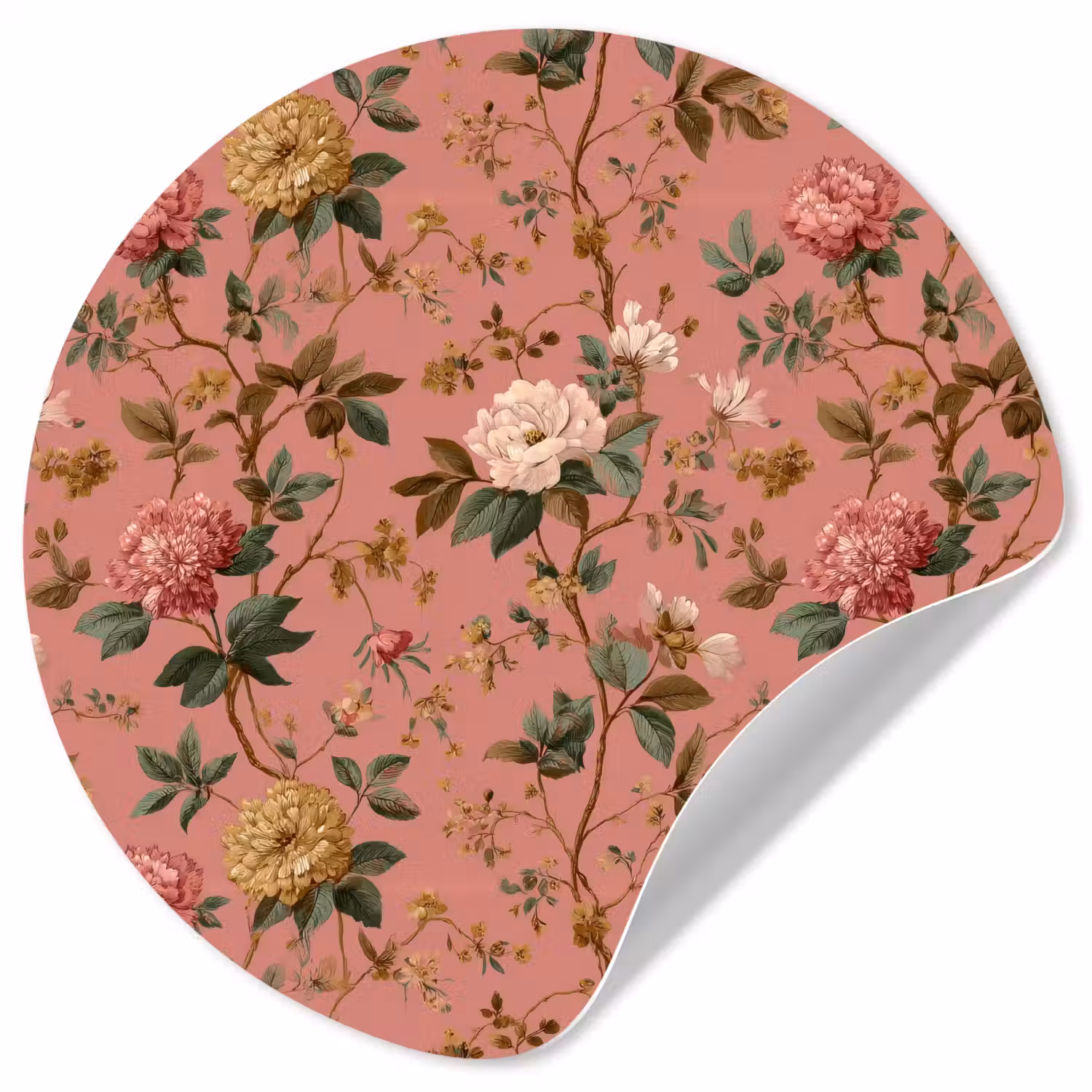 Klassiek - Botanisch - Roze Wandcirkel behangsticker klein 186 -3d