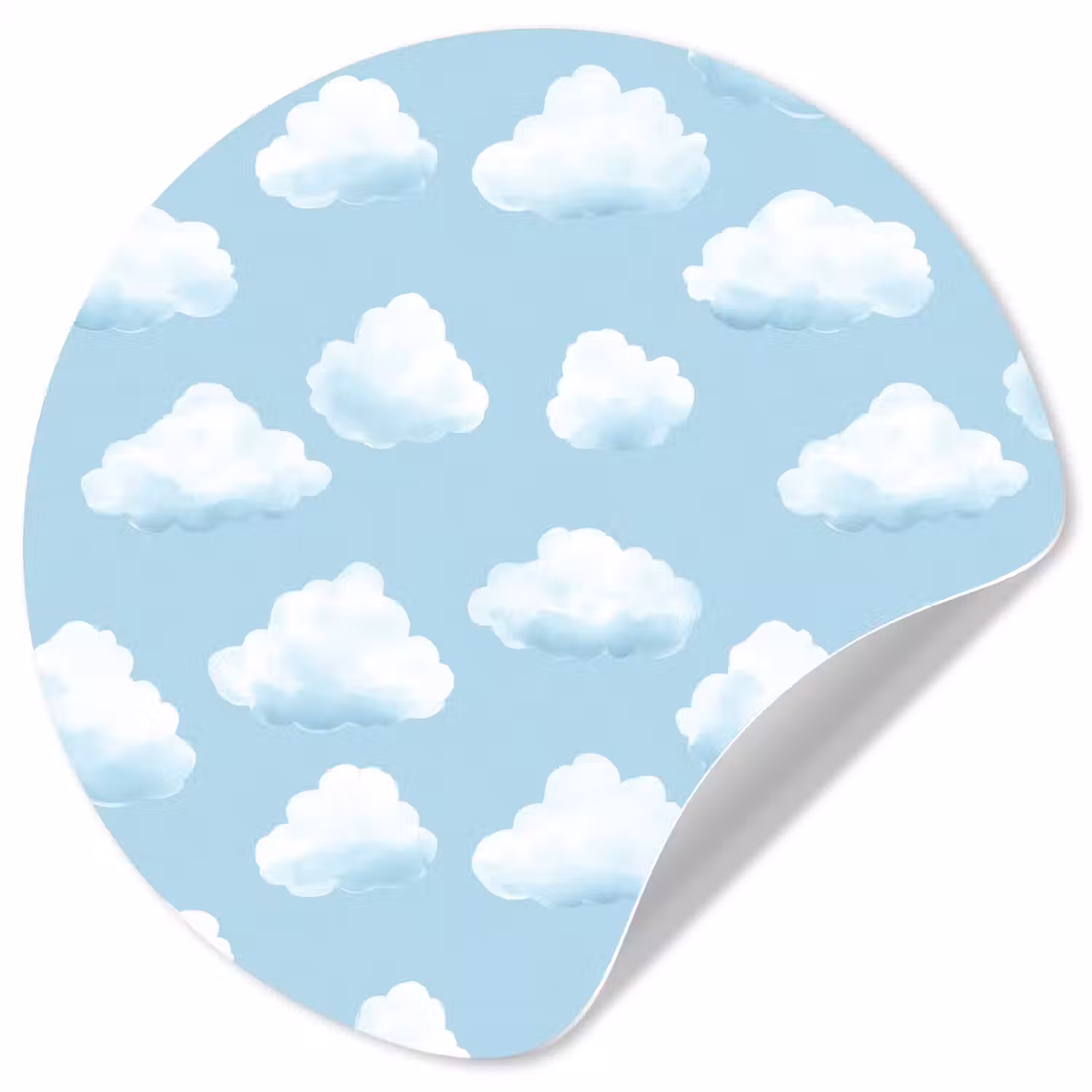 Wolken - Illustratie - Blauw Wandcirkel behangsticker klein 186 -3d