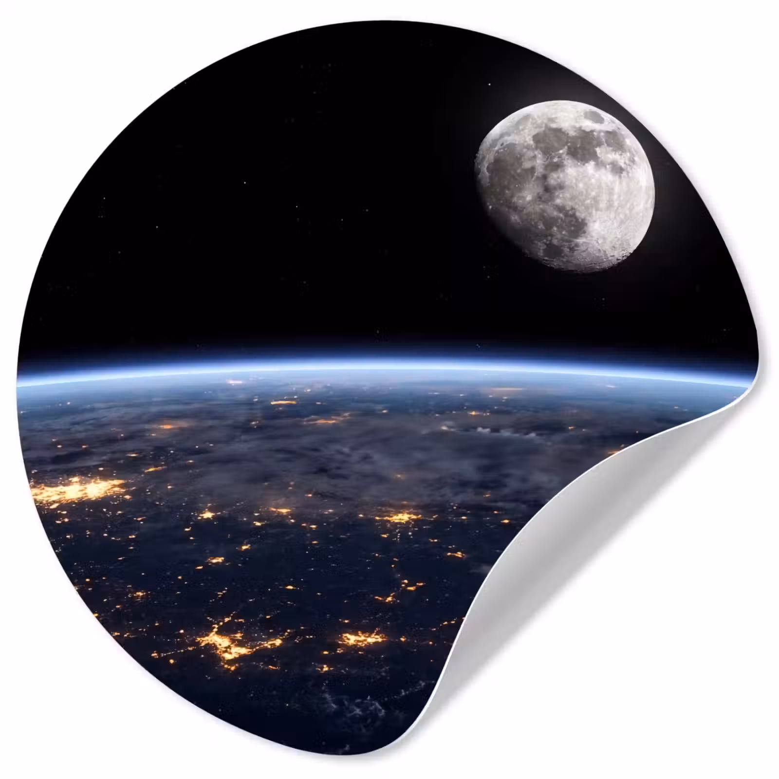 Wallpaper Circle - Earth - Night - Space - Aarde - Nacht - Ruimte Wandcirkel behangsticker klein