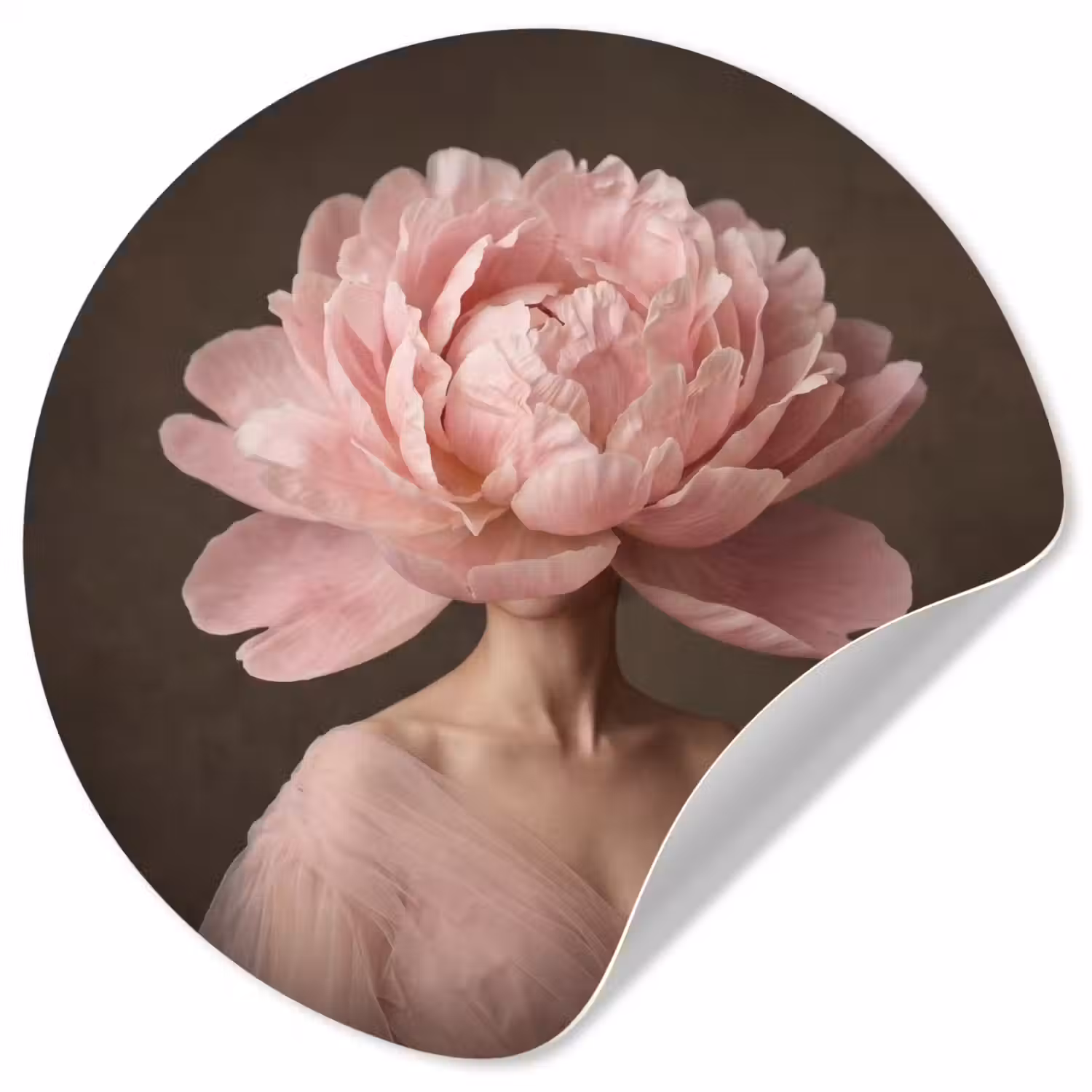 Gezicht - Roos - Roze Wandcirkel behangsticker klein -3d