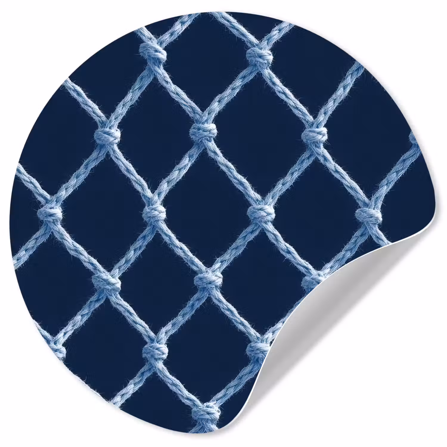 Visnet - Touw - Patroon - Marineblauw Wandcirkel behangsticker klein 186 -3d
