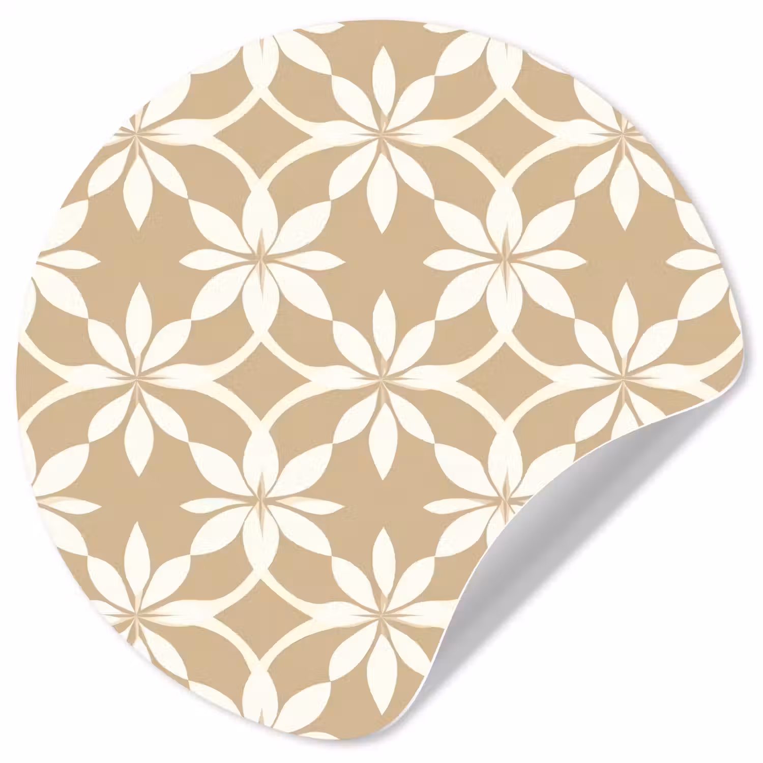 Bloemen - Patroon - Beige Wandcirkel behangsticker klein 186 -3d
