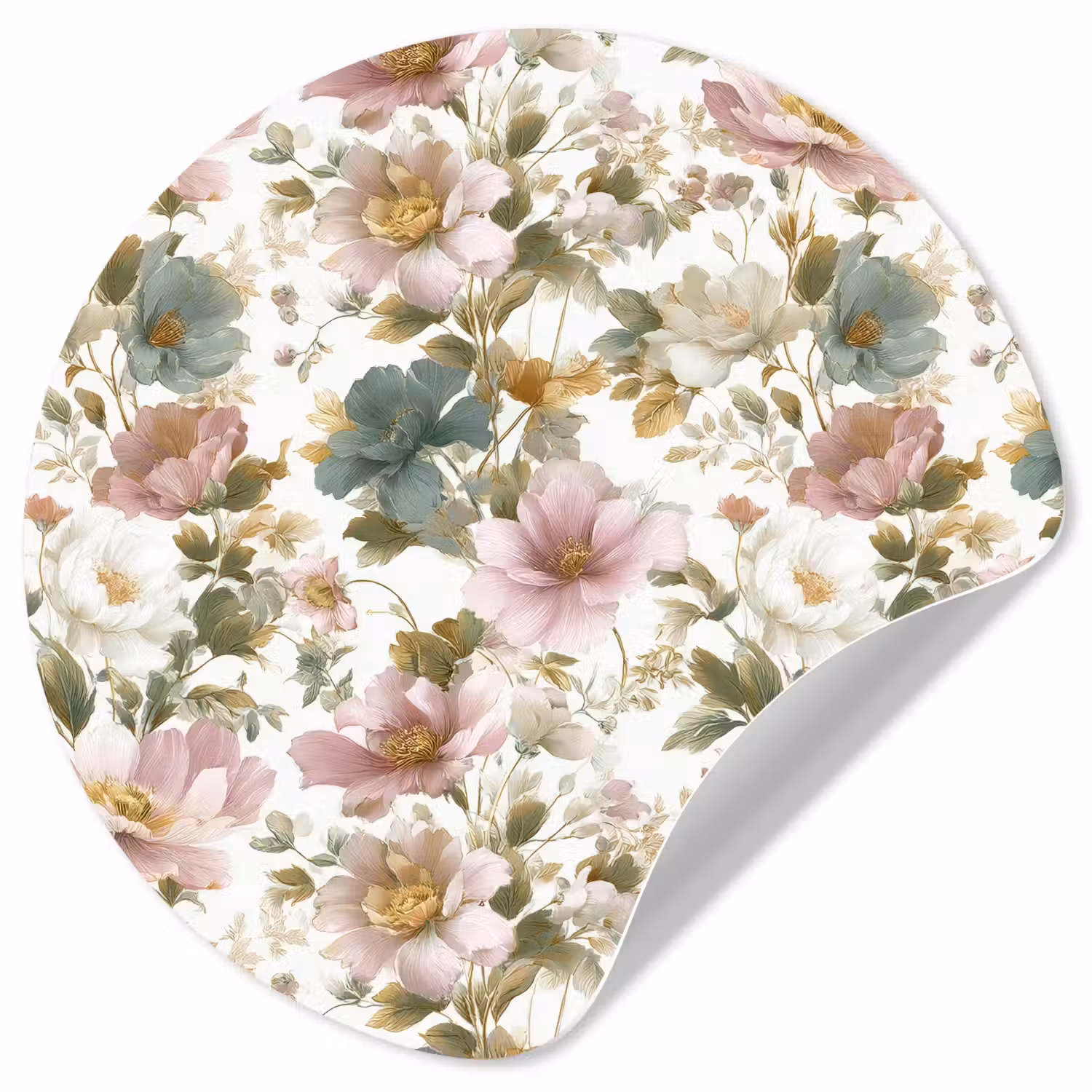 Bloemen - Patroon - Pastel Wandcirkel behangsticker klein 186 -3d