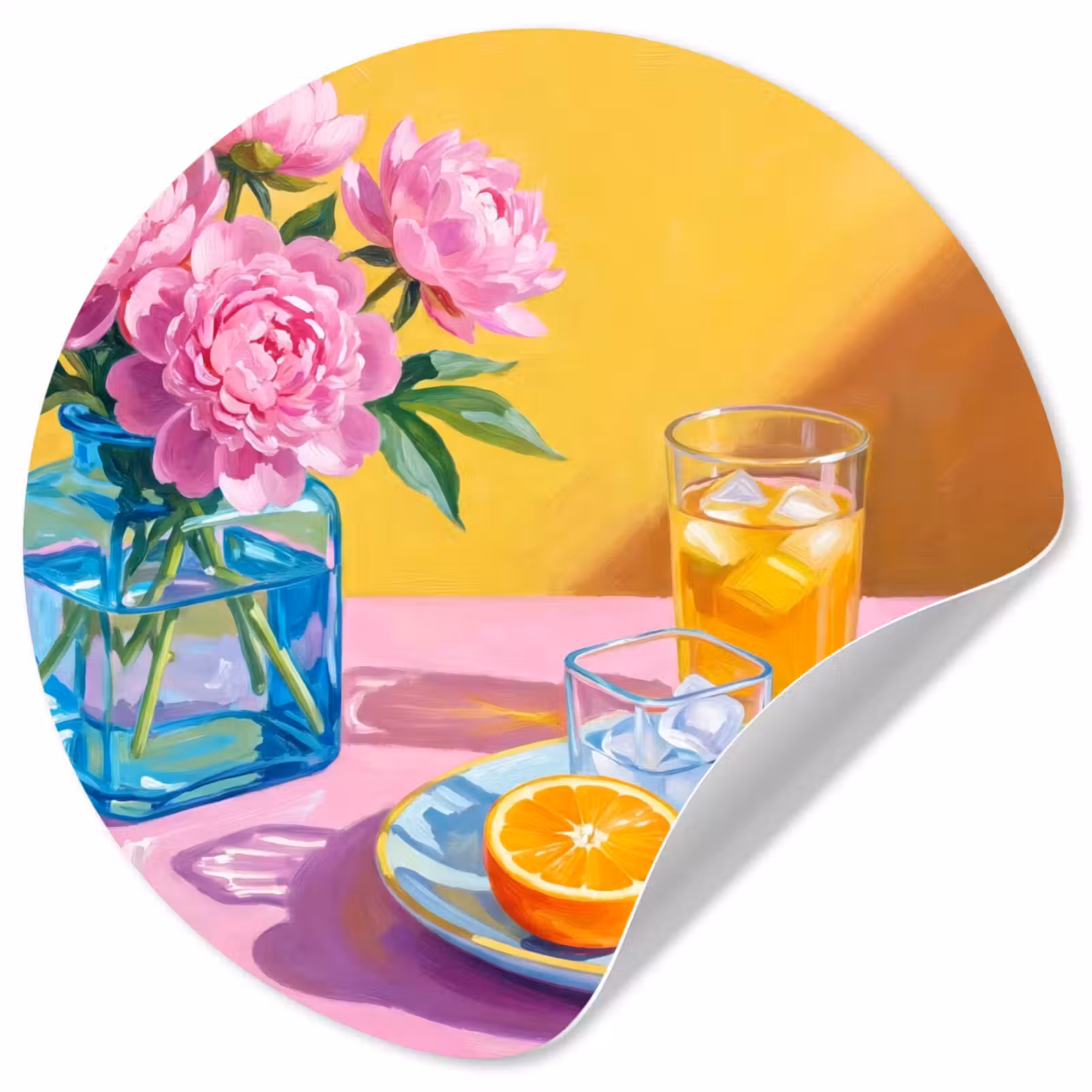 Wallpaper Circle - Flowers - Pink - Modern - Bloemen - Roze - Modern Wandcirkel behangsticker klein