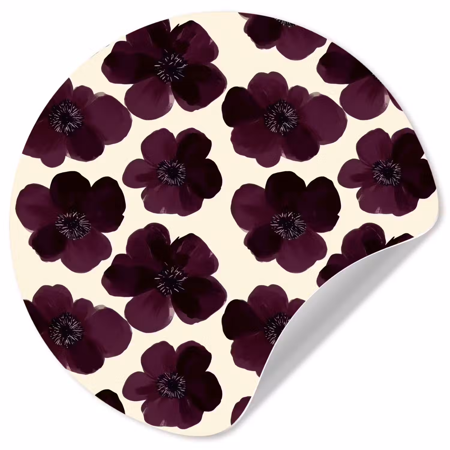 Bloemen - Aquarel - Paars Wandcirkel behangsticker klein 186 -3d