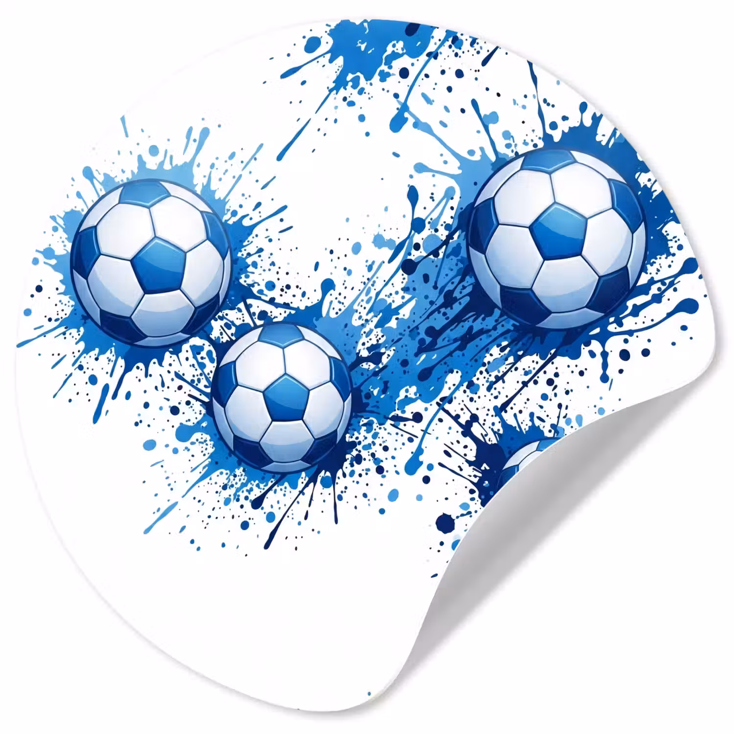 Voetballen - Verf - Sport - Blauw Wandcirkel behangsticker klein -3d