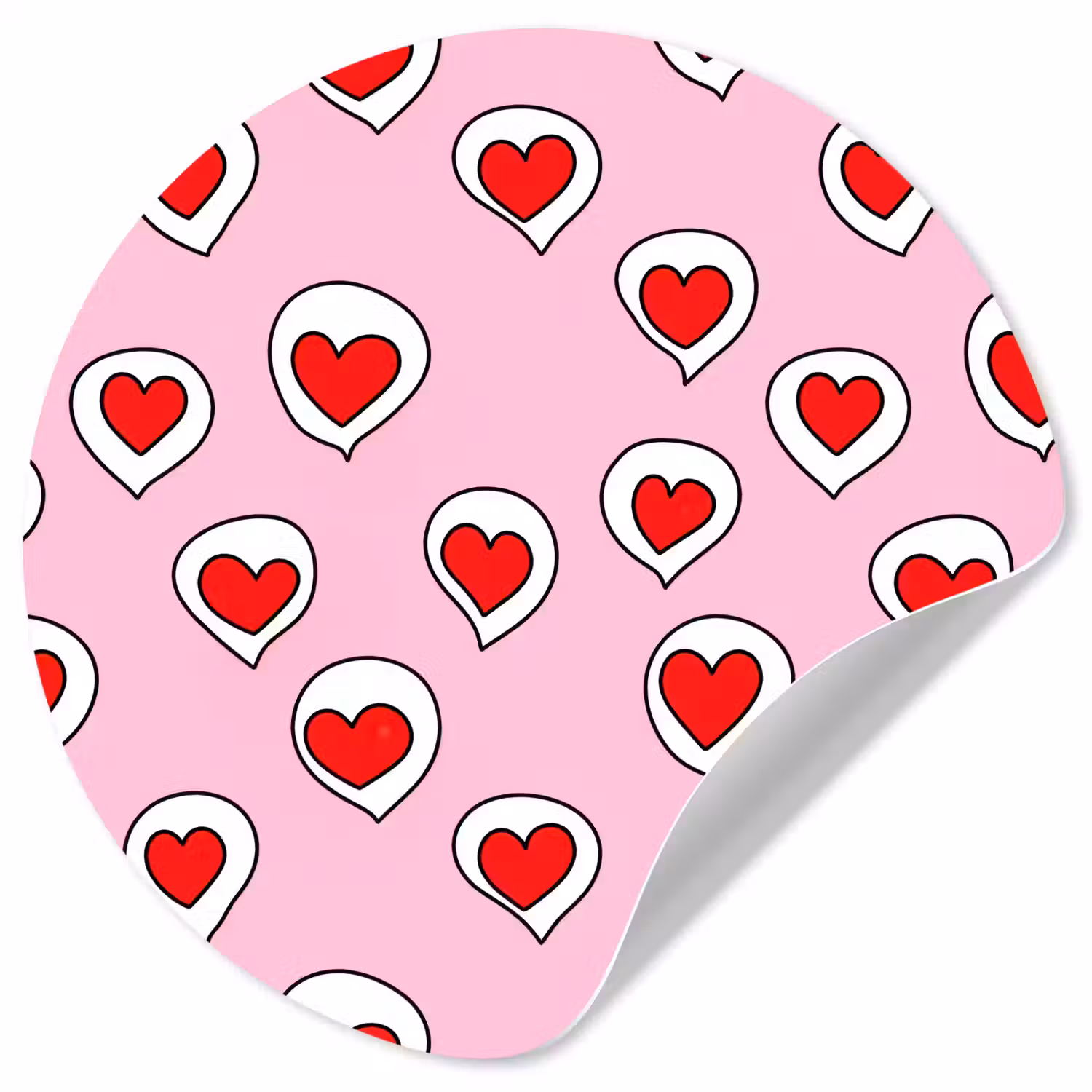 Hartjes - Patroon - Rood Wandcirkel behangsticker klein 186 -3d