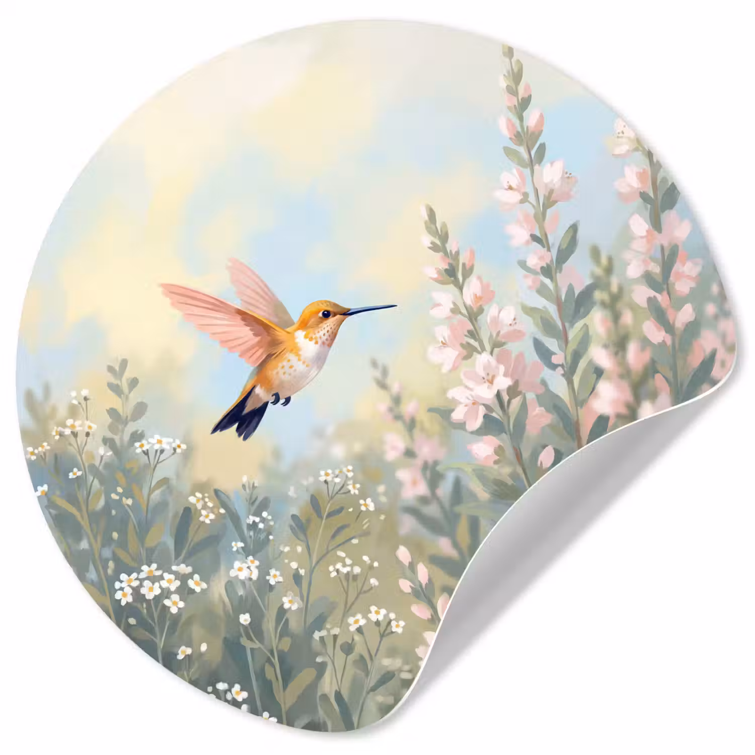 Kolibrie - Illustratie - Kleurrijk Wandcirkel behangsticker klein -3d