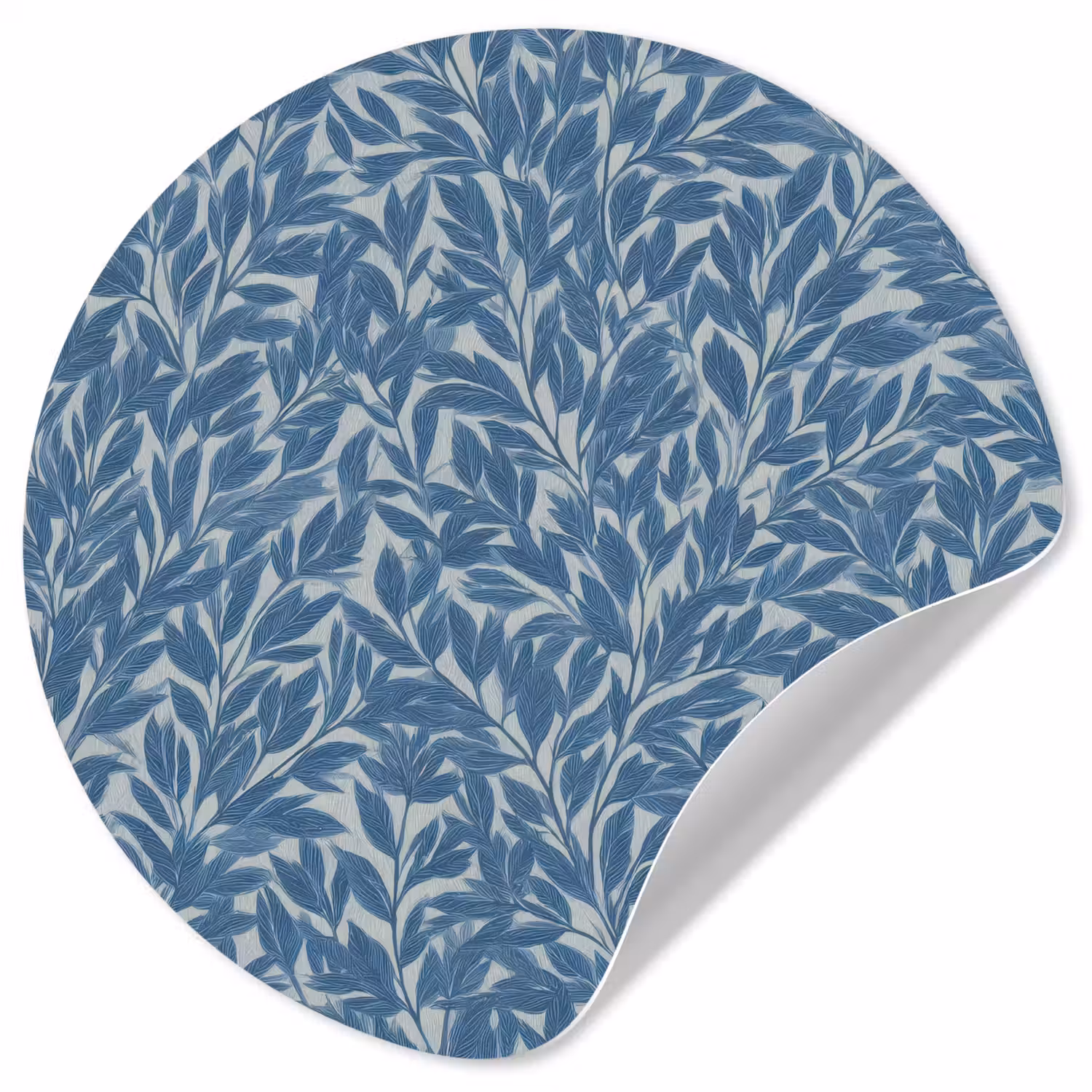 Bladeren - Klassiek - Patroon - Donkerblauw - Vintage Wandcirkel behangsticker klein 186 -3d