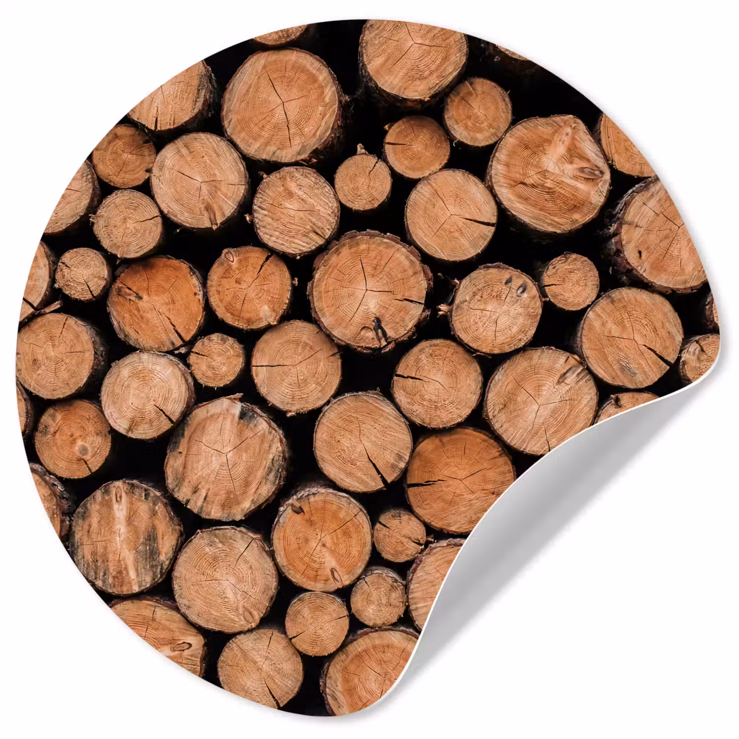 Houtblokken - Textuur - Patroon - Bruin - Rustiek Wandcirkel behangsticker klein -3d