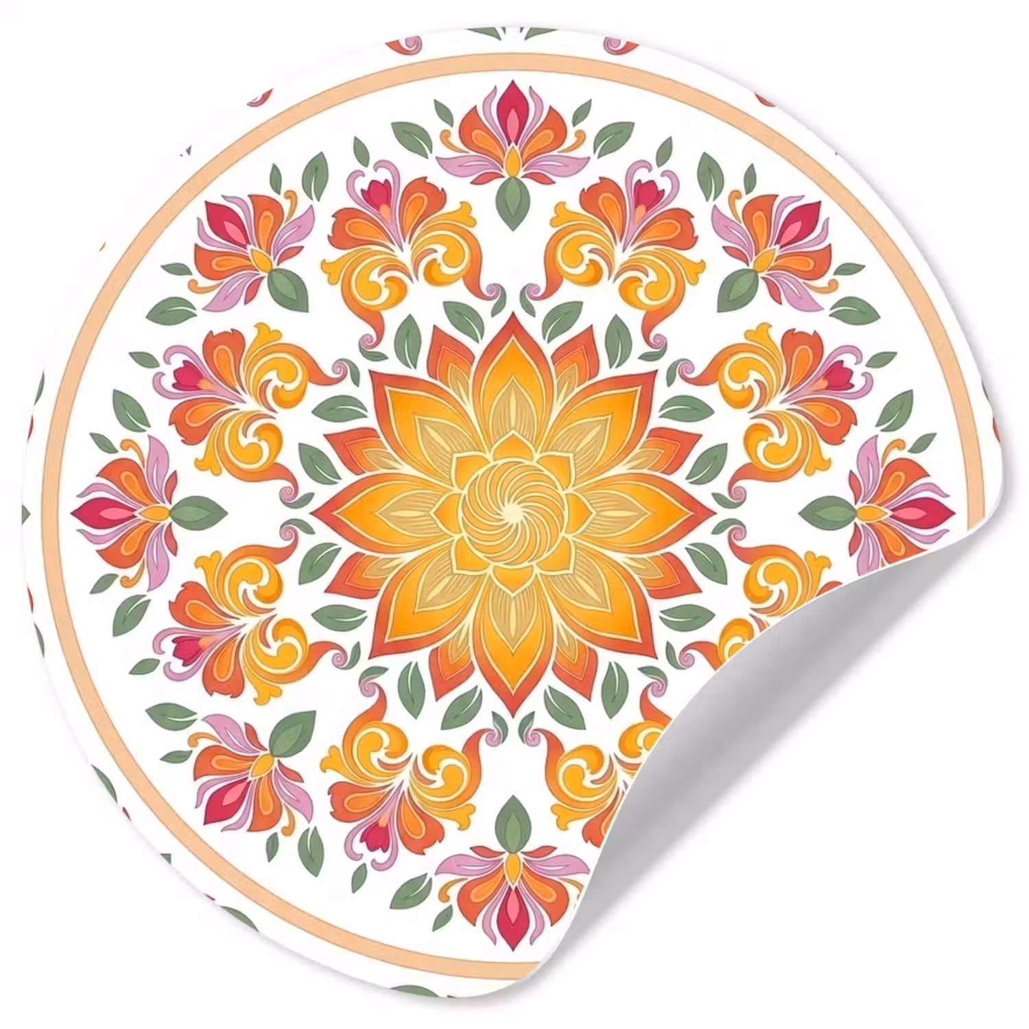 Mandala - Bloemen - Decoratie - Kleurrijk - Abstract Wandcirkel behangsticker klein -3d