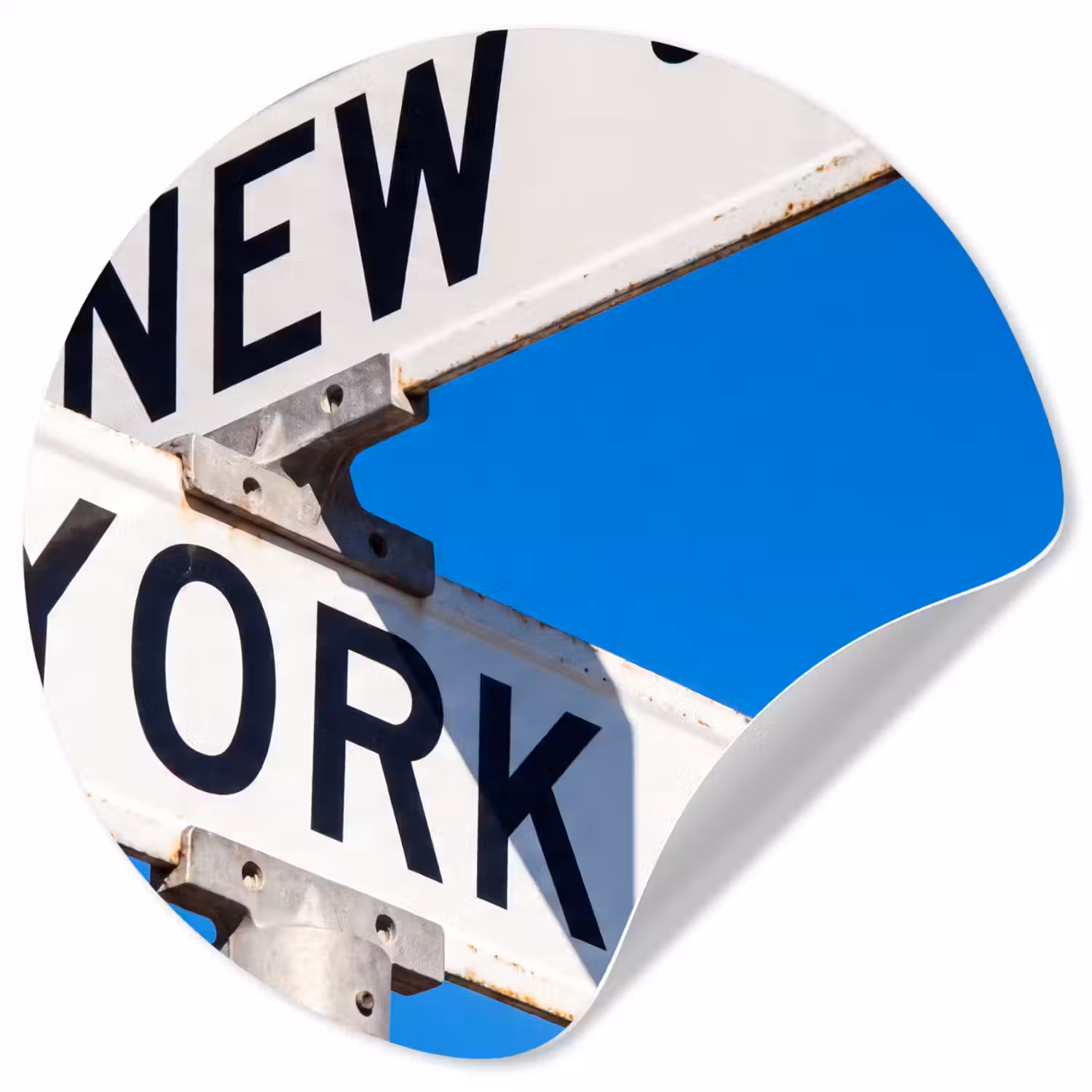 New York - Straatbord - Stad - Urban - Blauw Wandcirkel behangsticker klein -3d
