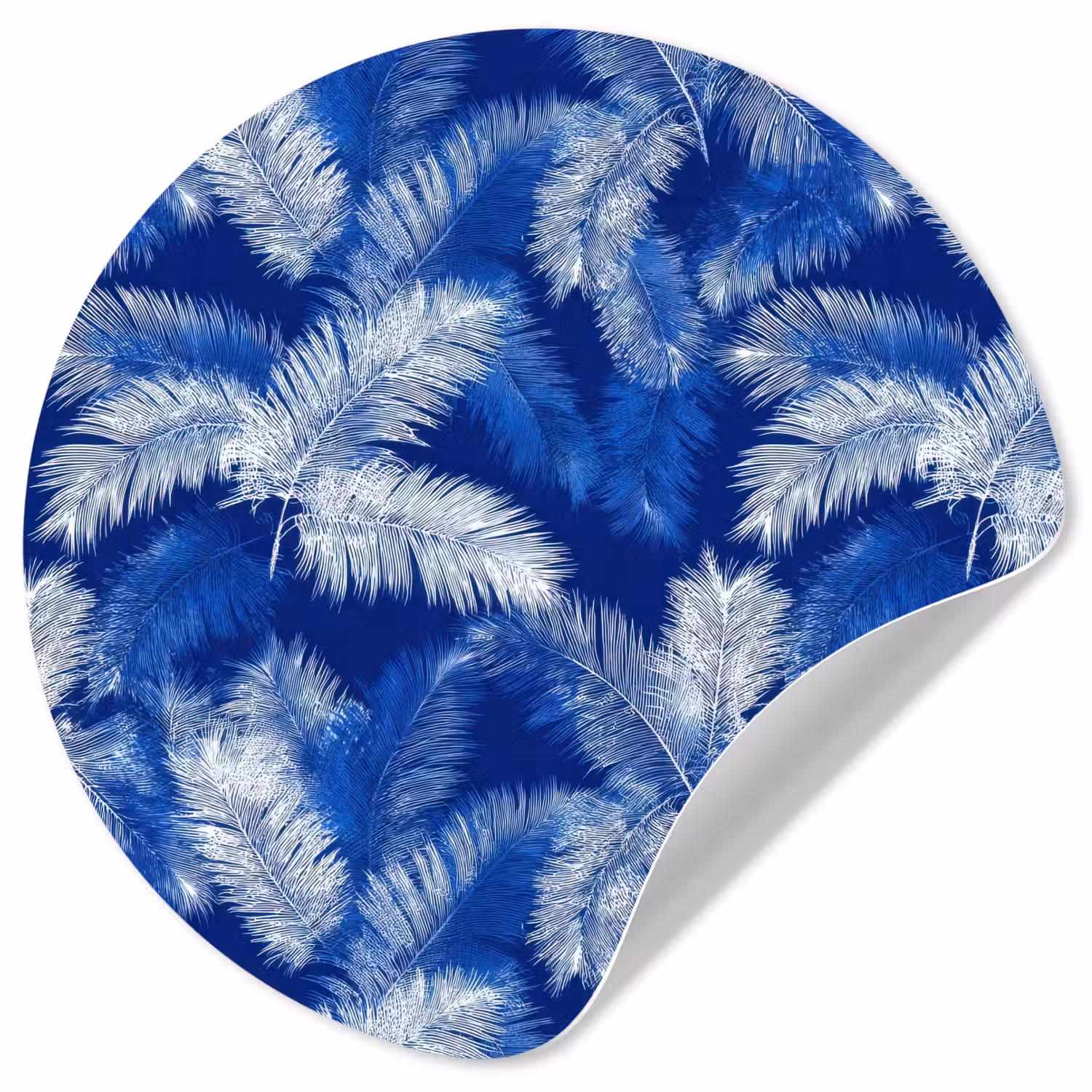 Palmblad - Patroon - Blauw Wandcirkel behangsticker klein 186 -3d