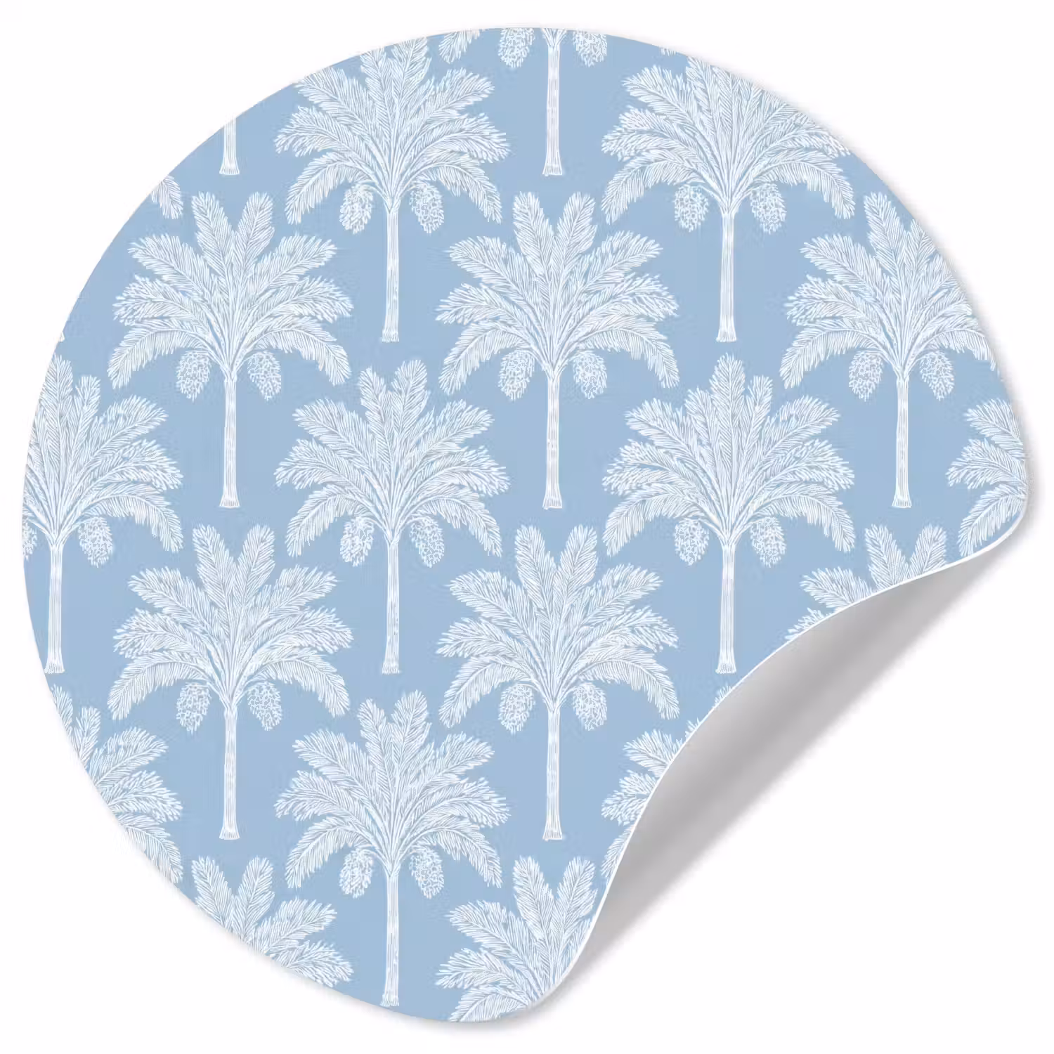 Palmboom - Modern - Blauw Wandcirkel behangsticker klein 186 -3d