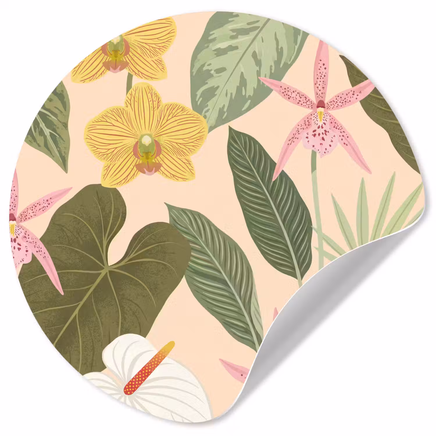 Patroon - Bloemen - Kleurrijk Wandcirkel behangsticker klein -3d