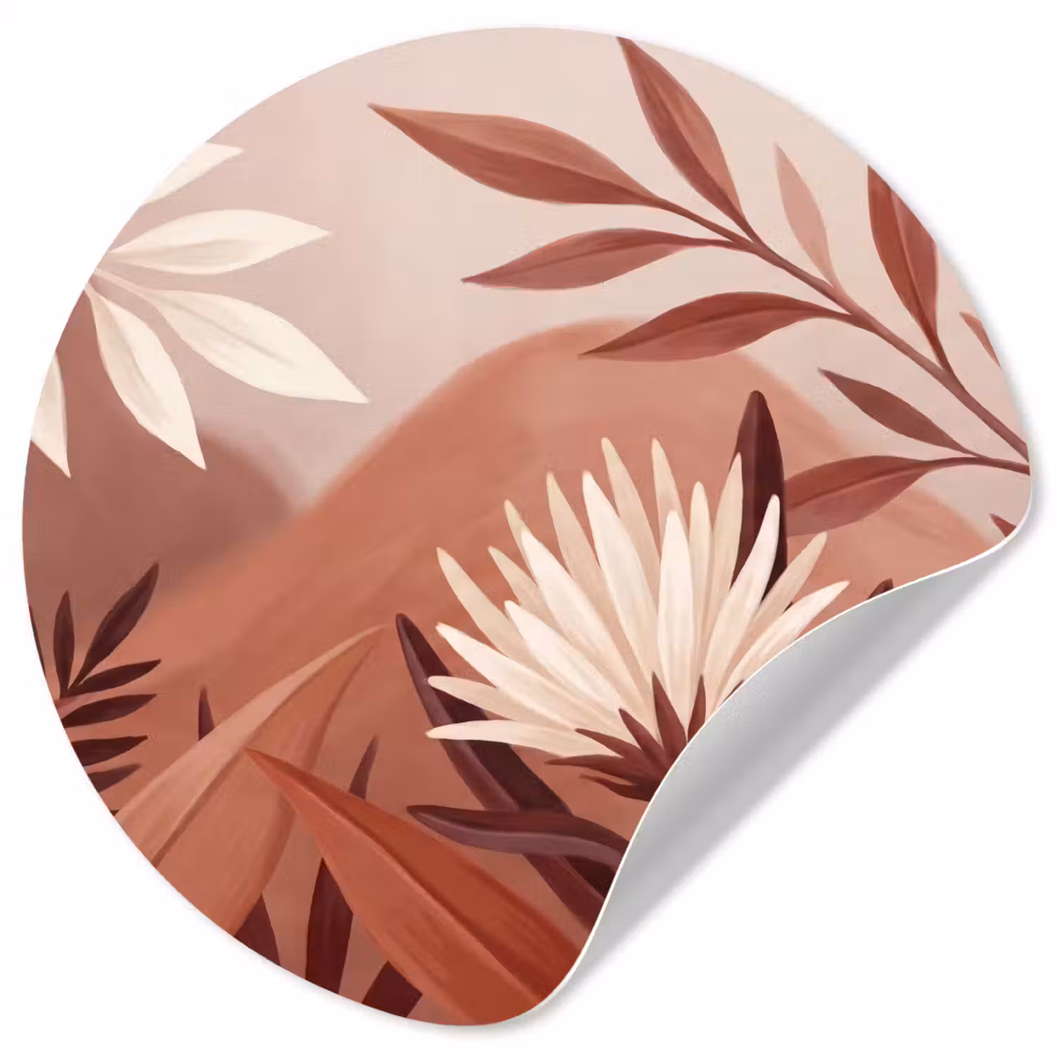 Planten - Bladeren - Botanisch - Modern - Bruin Wandcirkel behangsticker klein -3d