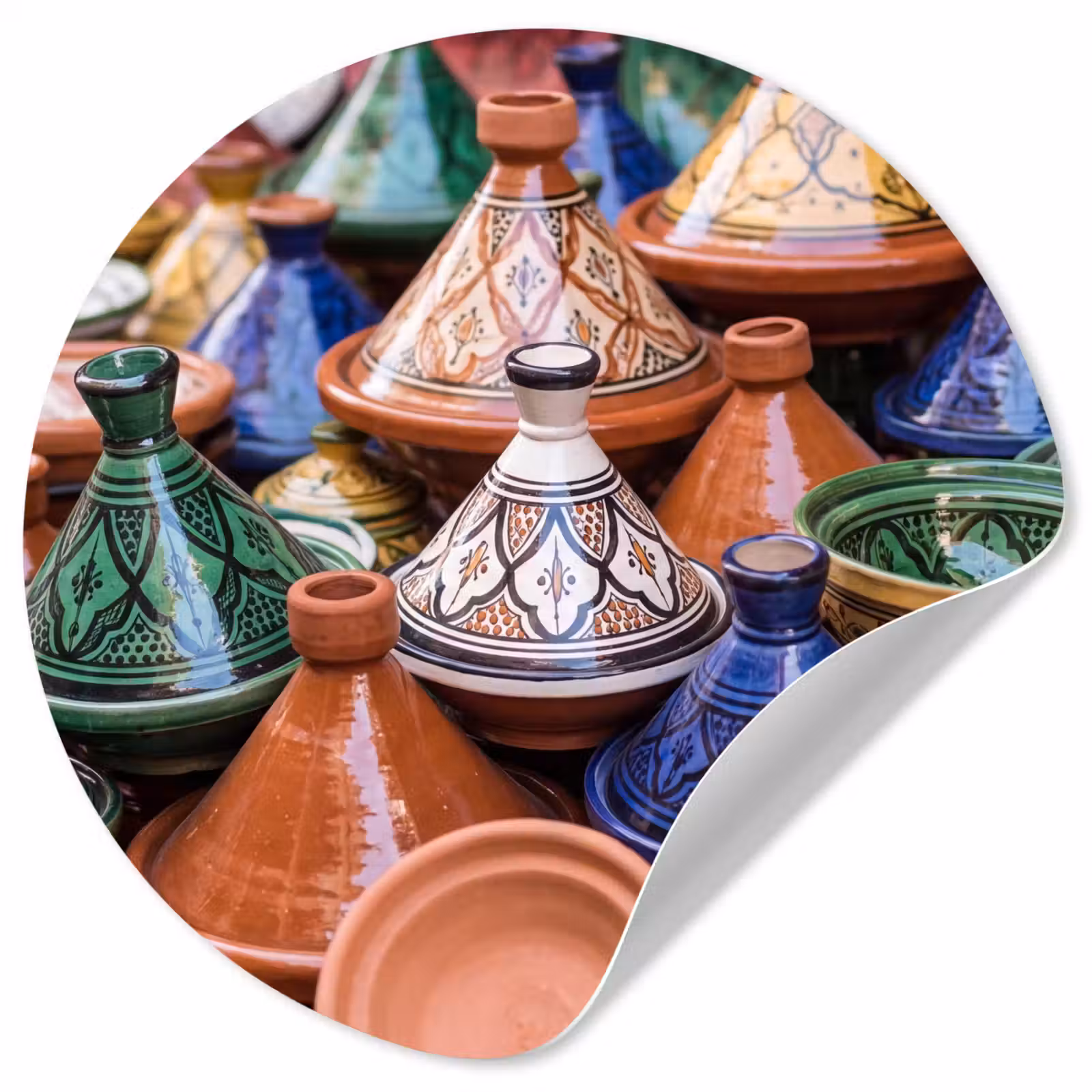 Wallpaper Circle - Pottery - Colorful - Pattern - Aardewerk - Kleurrijk - Patroon Wandcirkel behangsticker klein