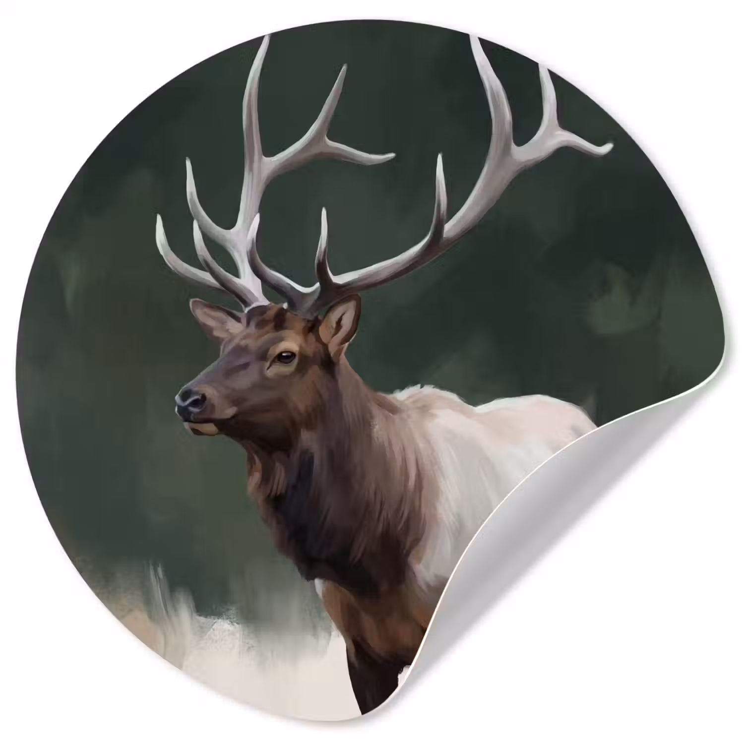 Edelhert - Gewei - Schildering - Rustiek Wandcirkel behangsticker klein -3d