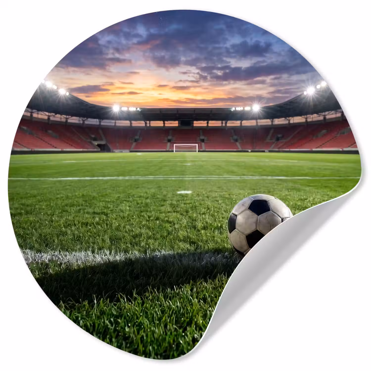 Voetbal - Stadion - Sport - Groen Wandcirkel behangsticker klein -3d