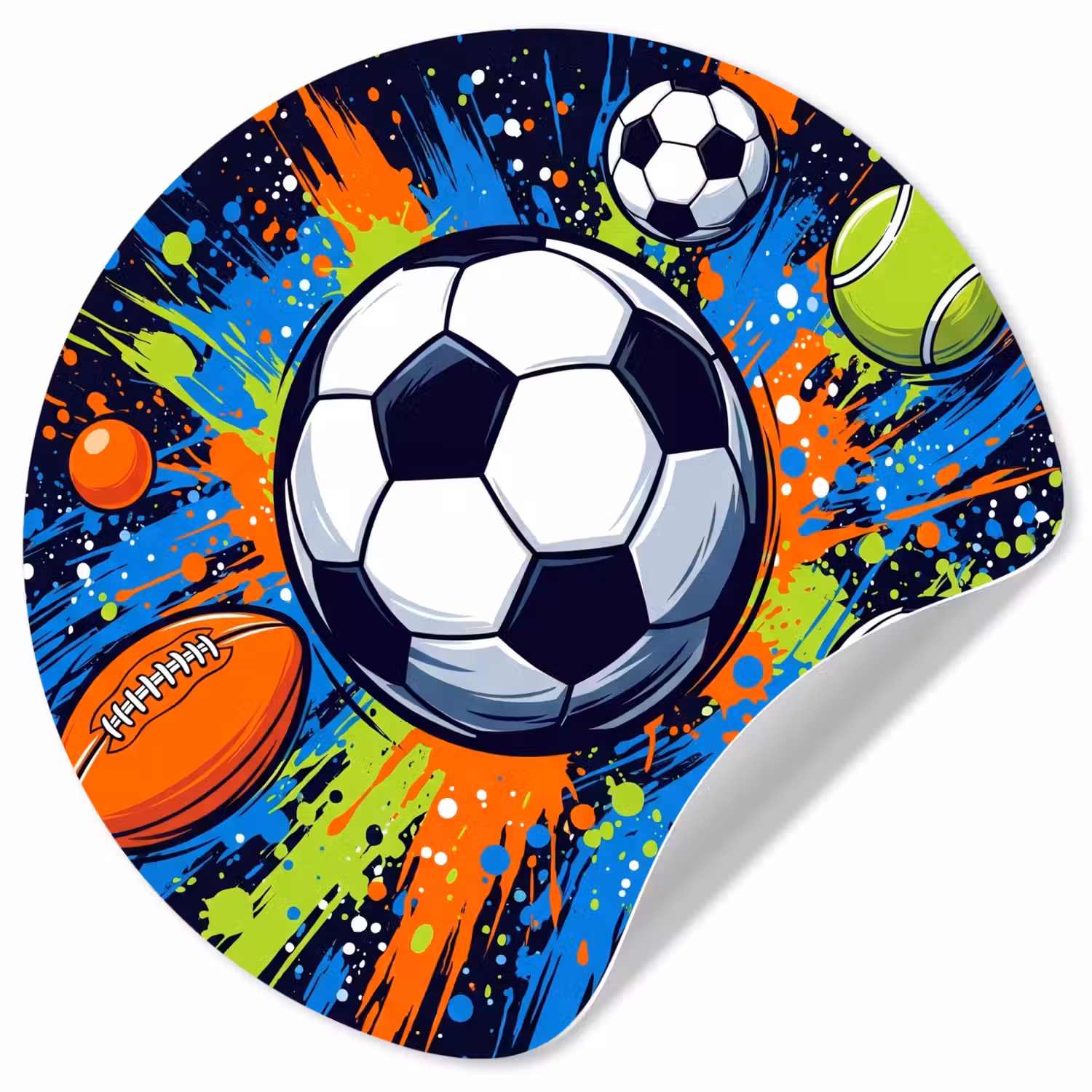 Sport - Ballen - Kleurrijk Wandcirkel behangsticker klein -3d