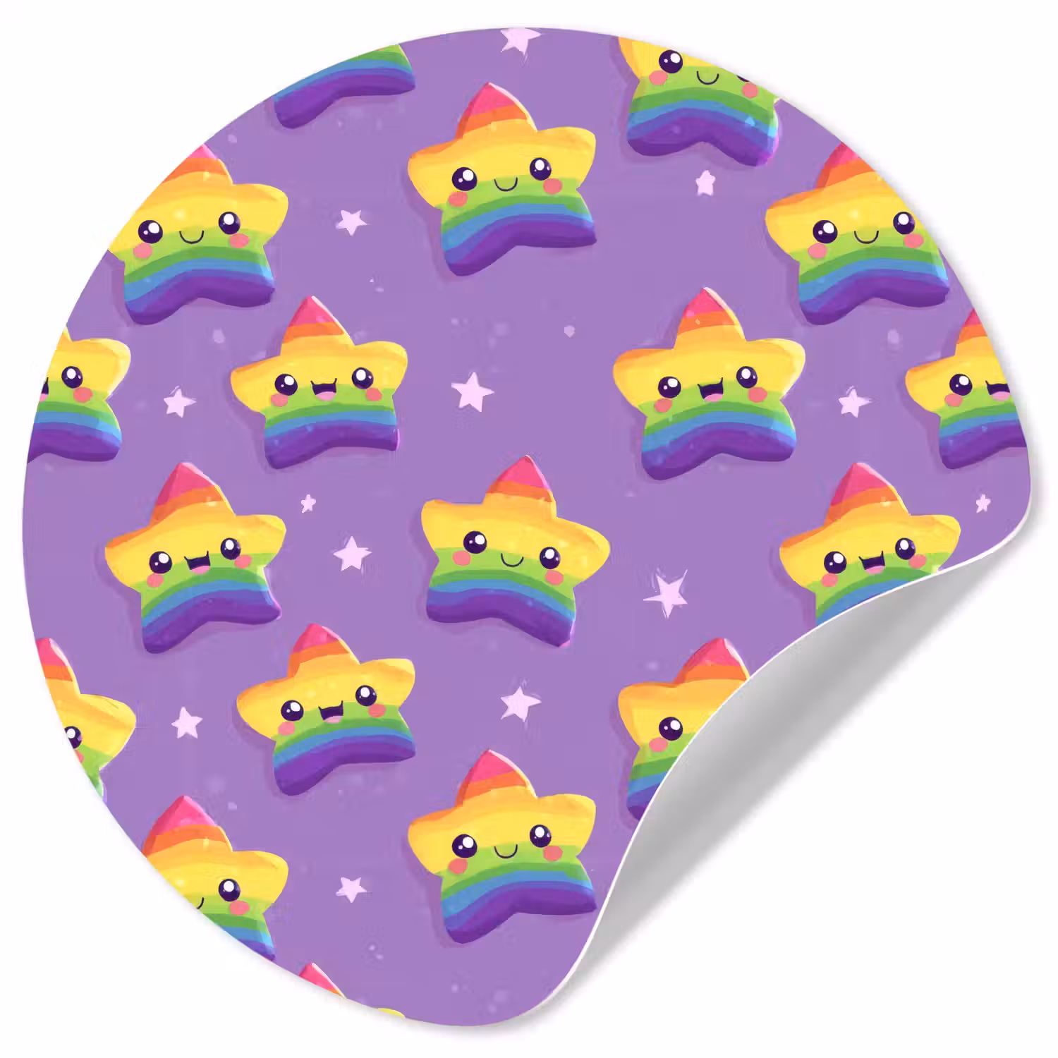 Sterren - Regenboog - Paars Wandcirkel behangsticker klein 186 -3d