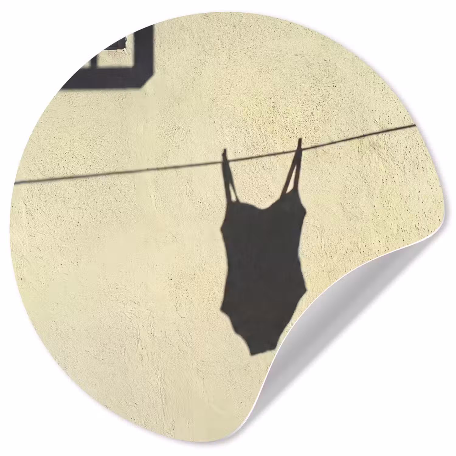 Badpak - Schaduw - Muur - Zomer - Minimalistisch Wandcirkel behangsticker klein -3d