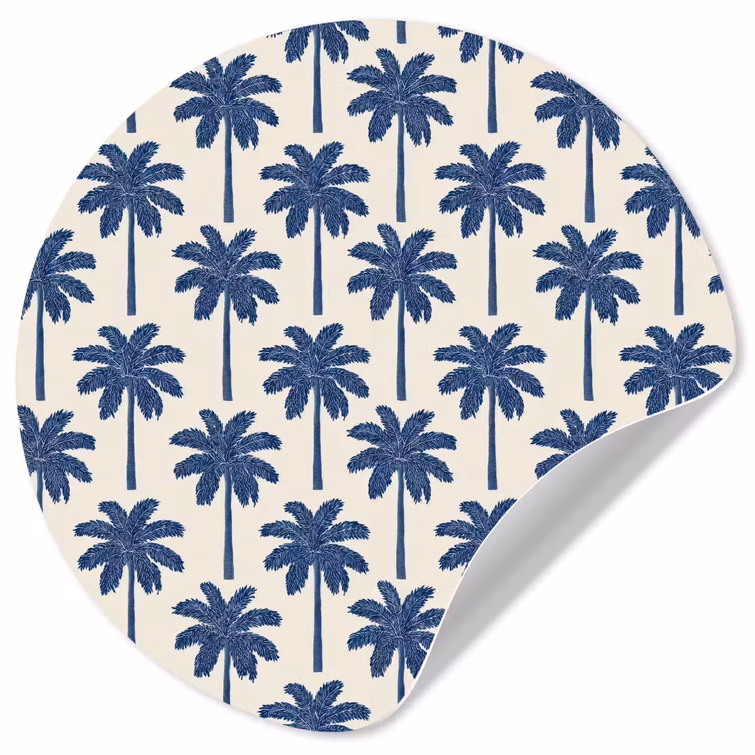 Symmetrisch - Palm - Blauw Wandcirkel behangsticker klein 186 -3d