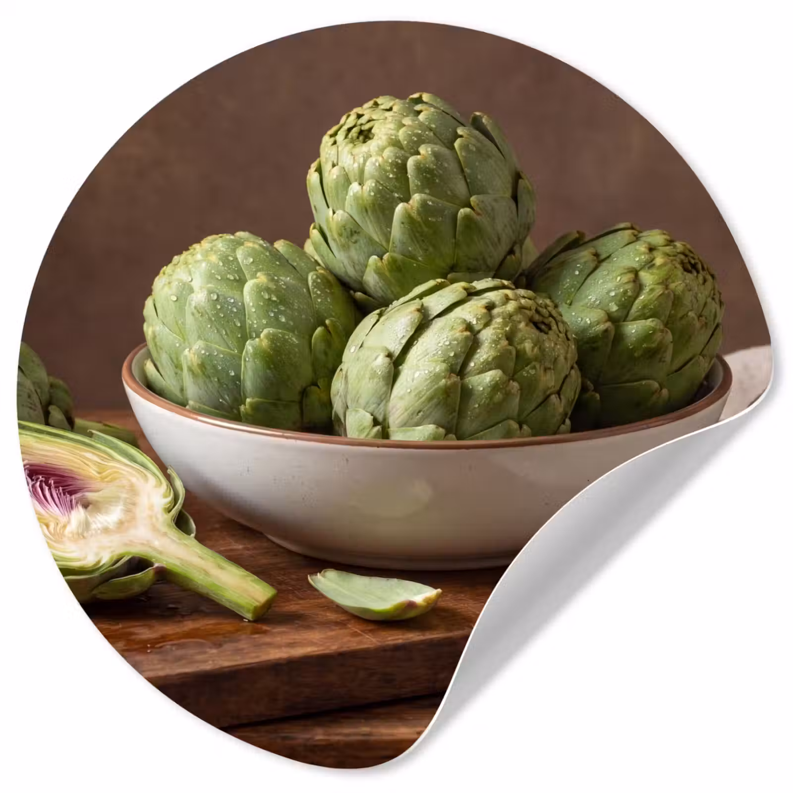 Wallpaper Circle - Vegetables - Artichoke - Kitchen - Groenten - Artisjok - Keuken Wandcirkel behangsticker klein
